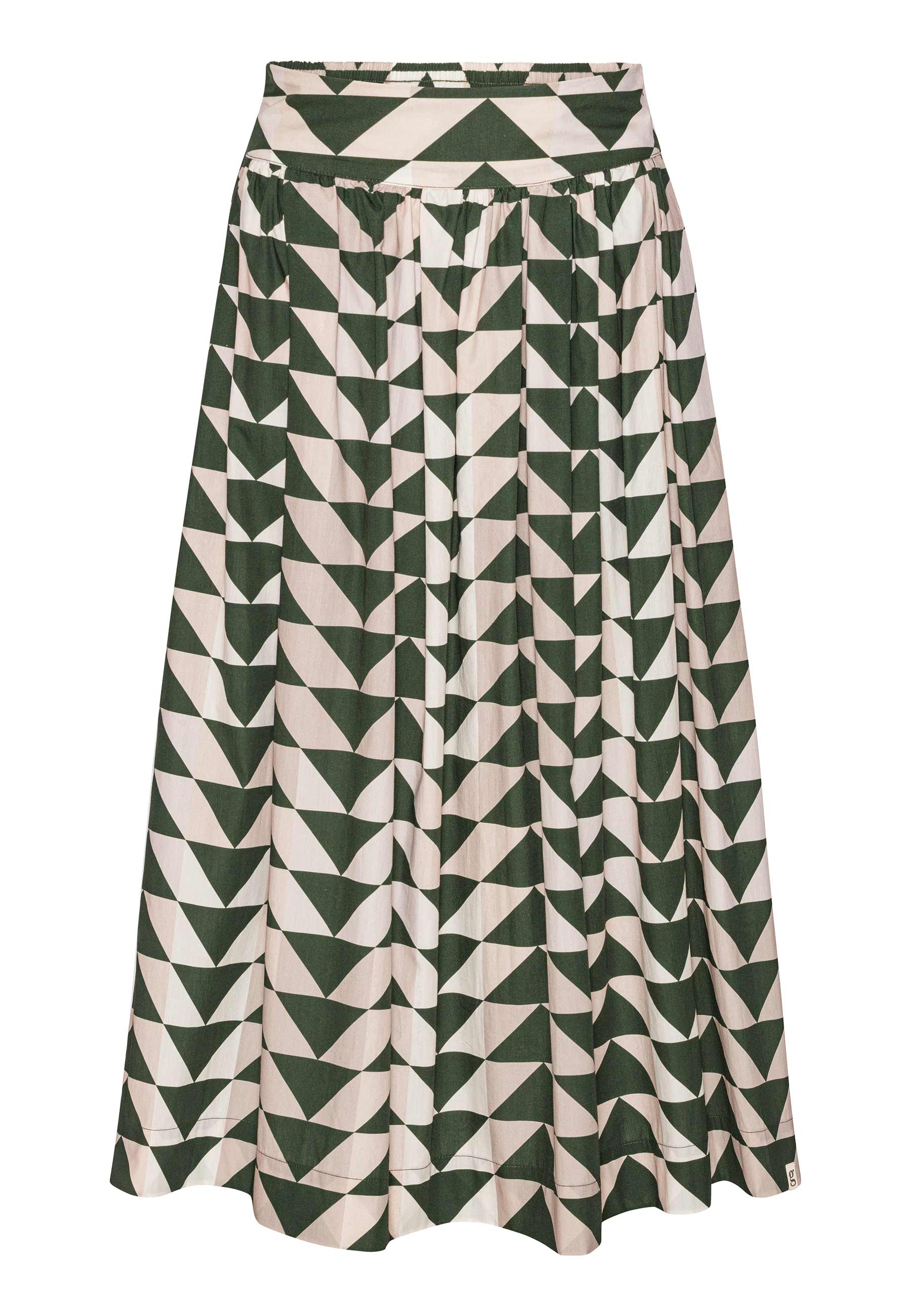 Grobund Women's  Mette Skirt - Long In Green Quilt Pattern