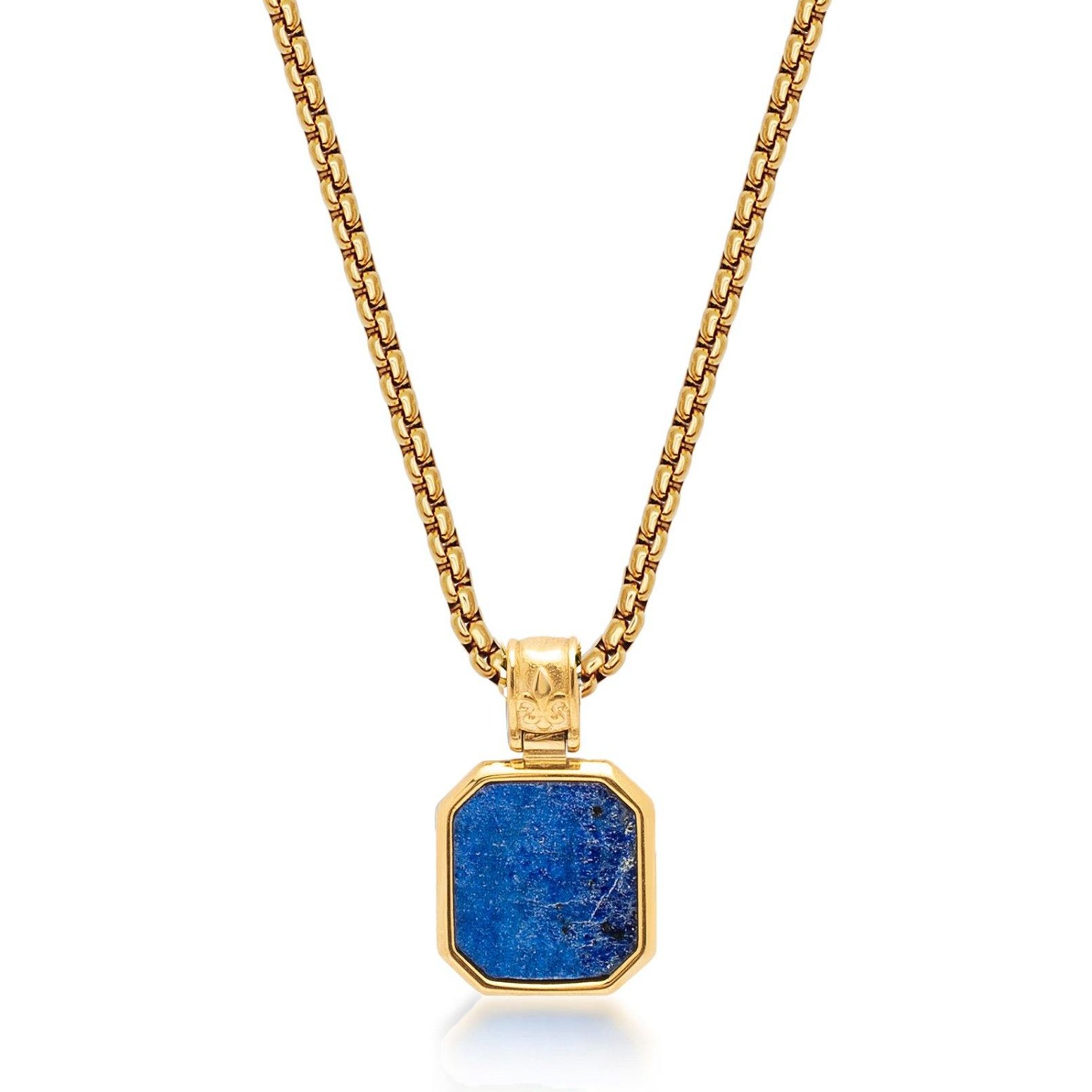 Duality Blue Lapis and Turquoise Golden Pendant Necklace