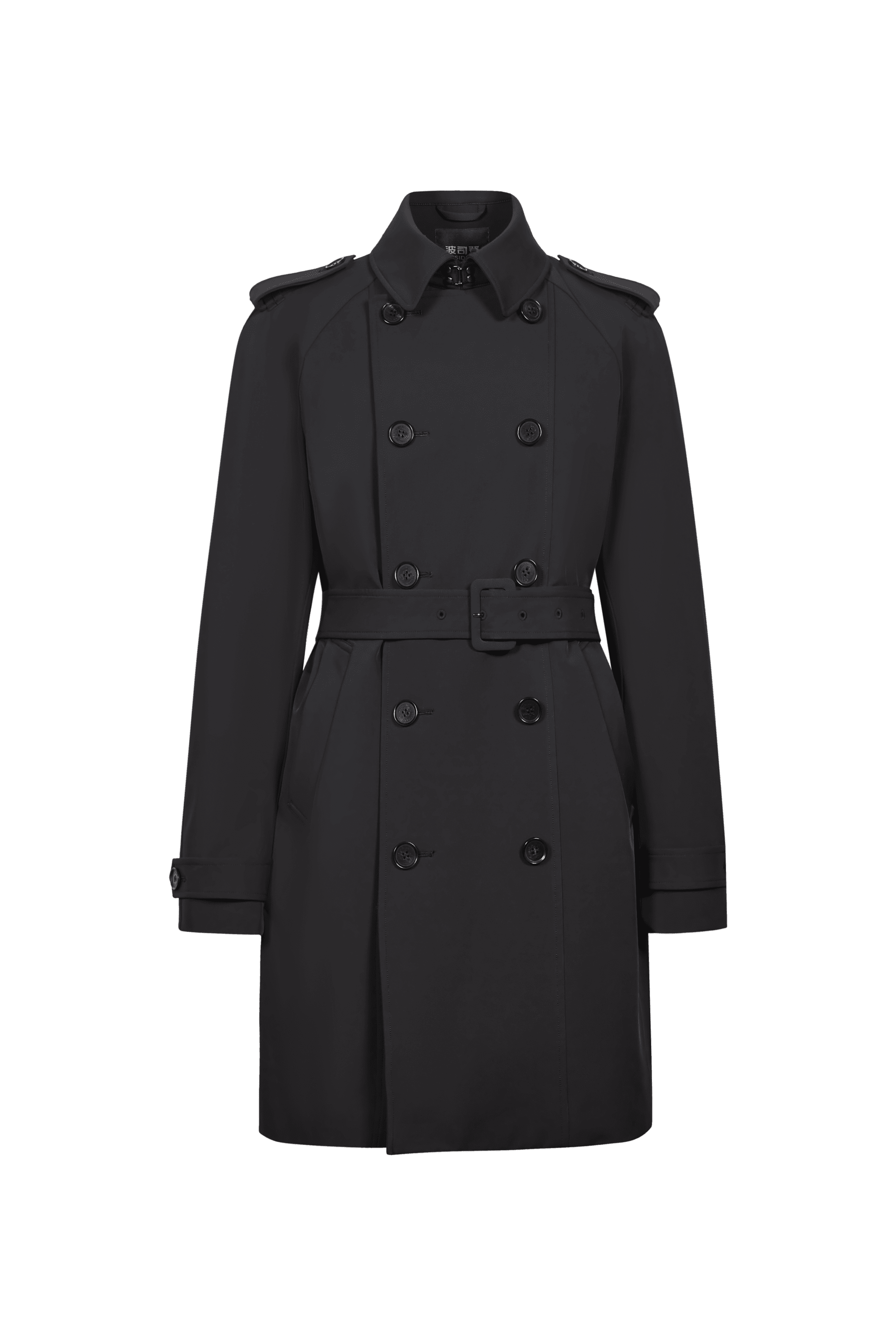 Mid-Length Detachable Goose Down Trench Coat - Black | Bosideng