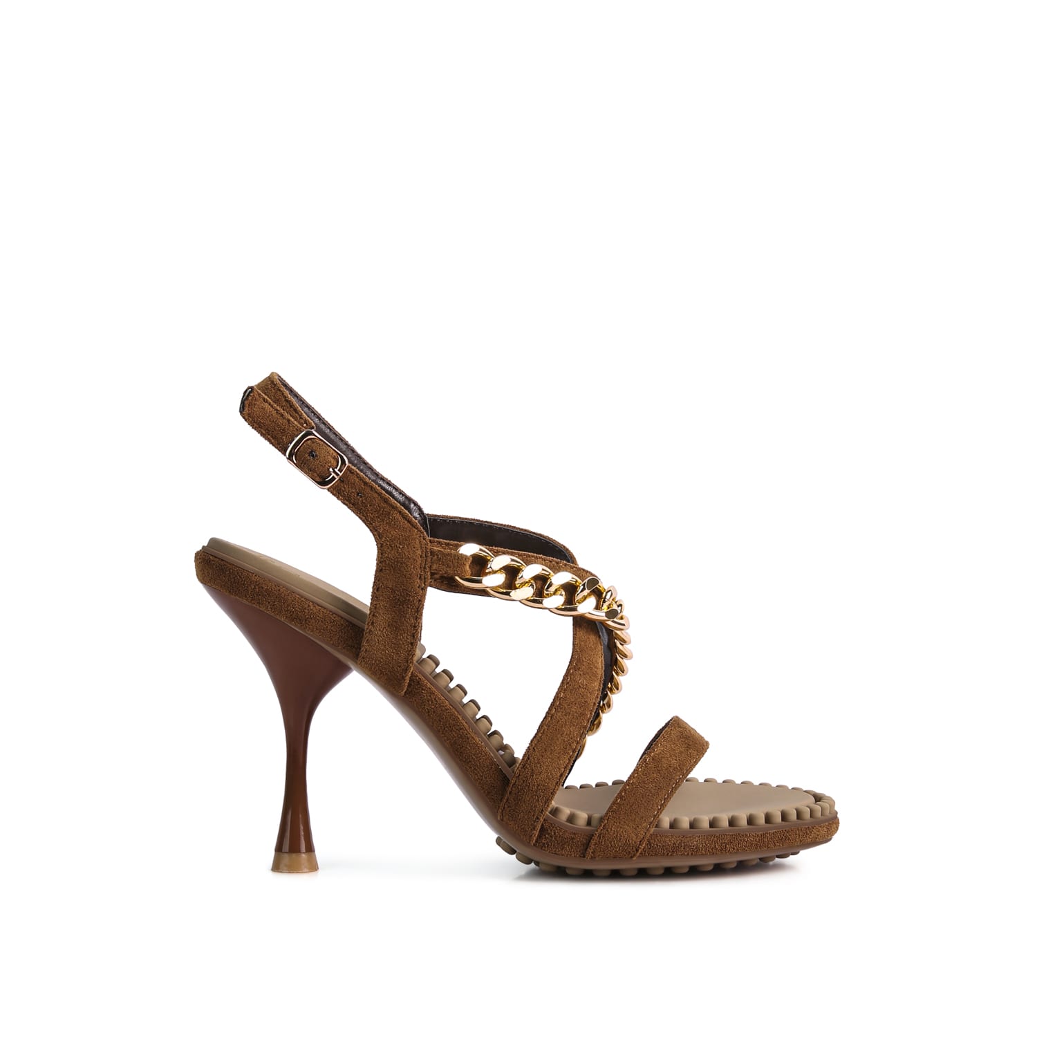 Rag & Co Women's Brown Domeda Tan Metal Chain Embellished Sandals By  In Animal Print