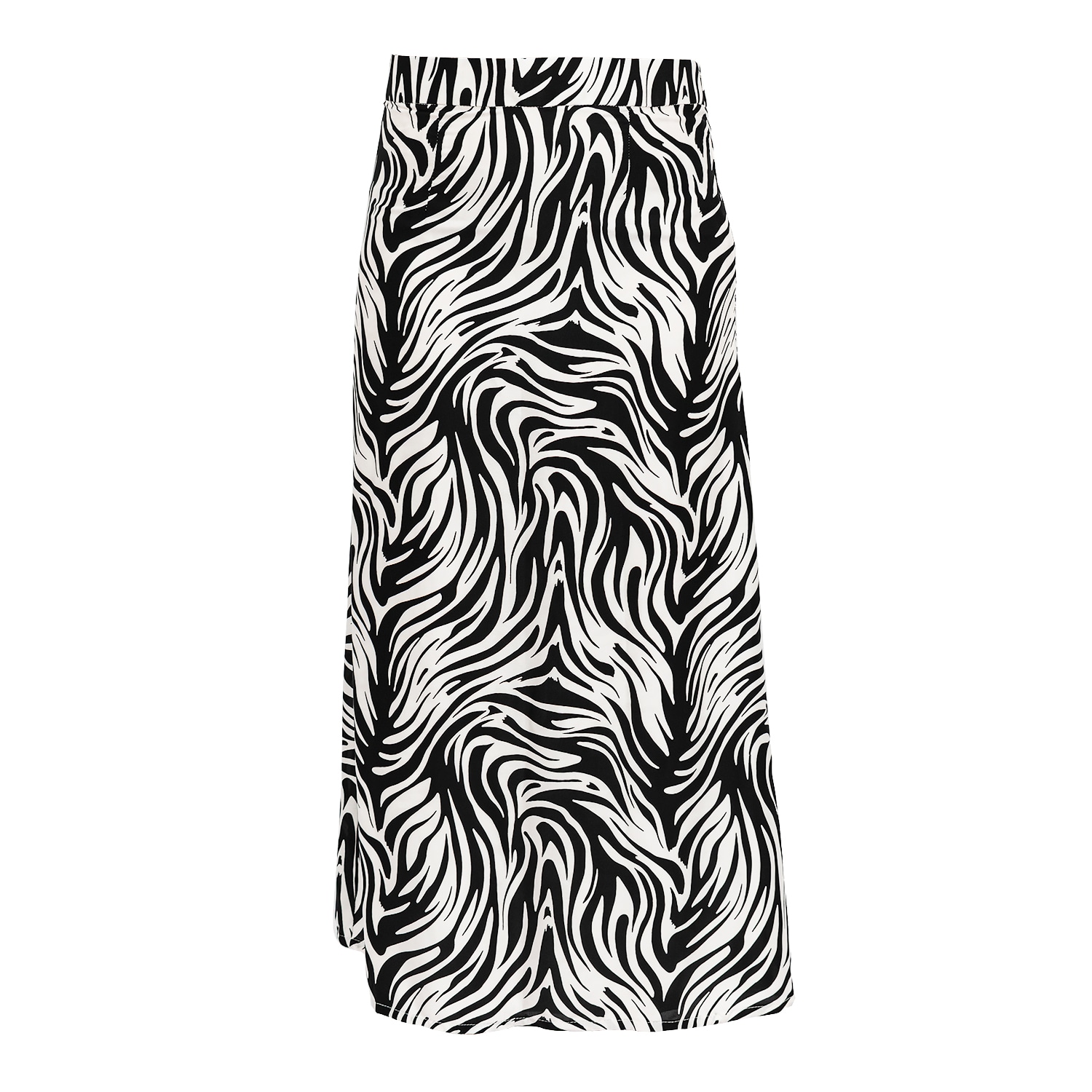 Janara Jones Women's Black / White Zebra Print Satin Low-waisted Maxi Skirt In Black/white