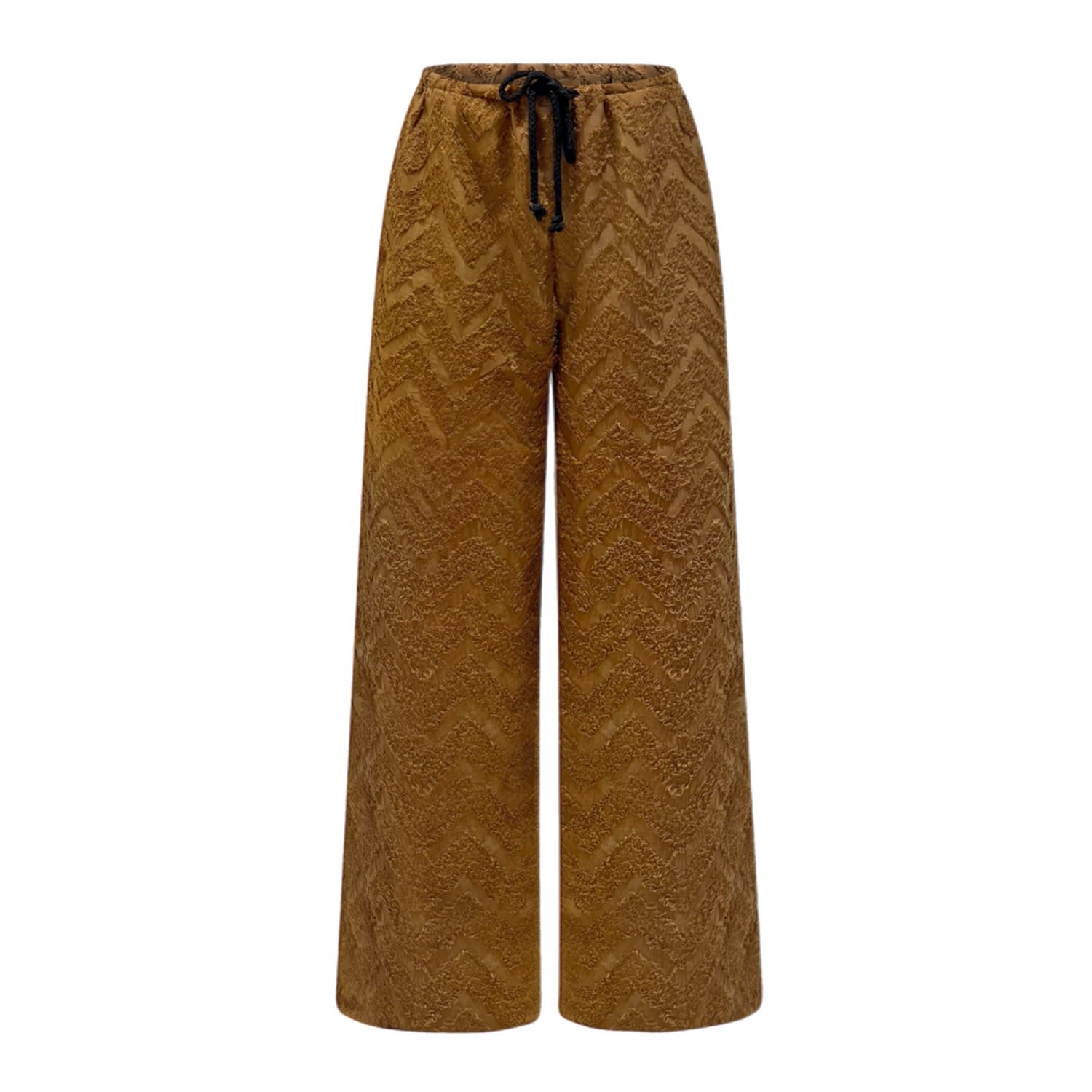 Ajroxx Women's Brown Dali Textured Wide Leg Pant