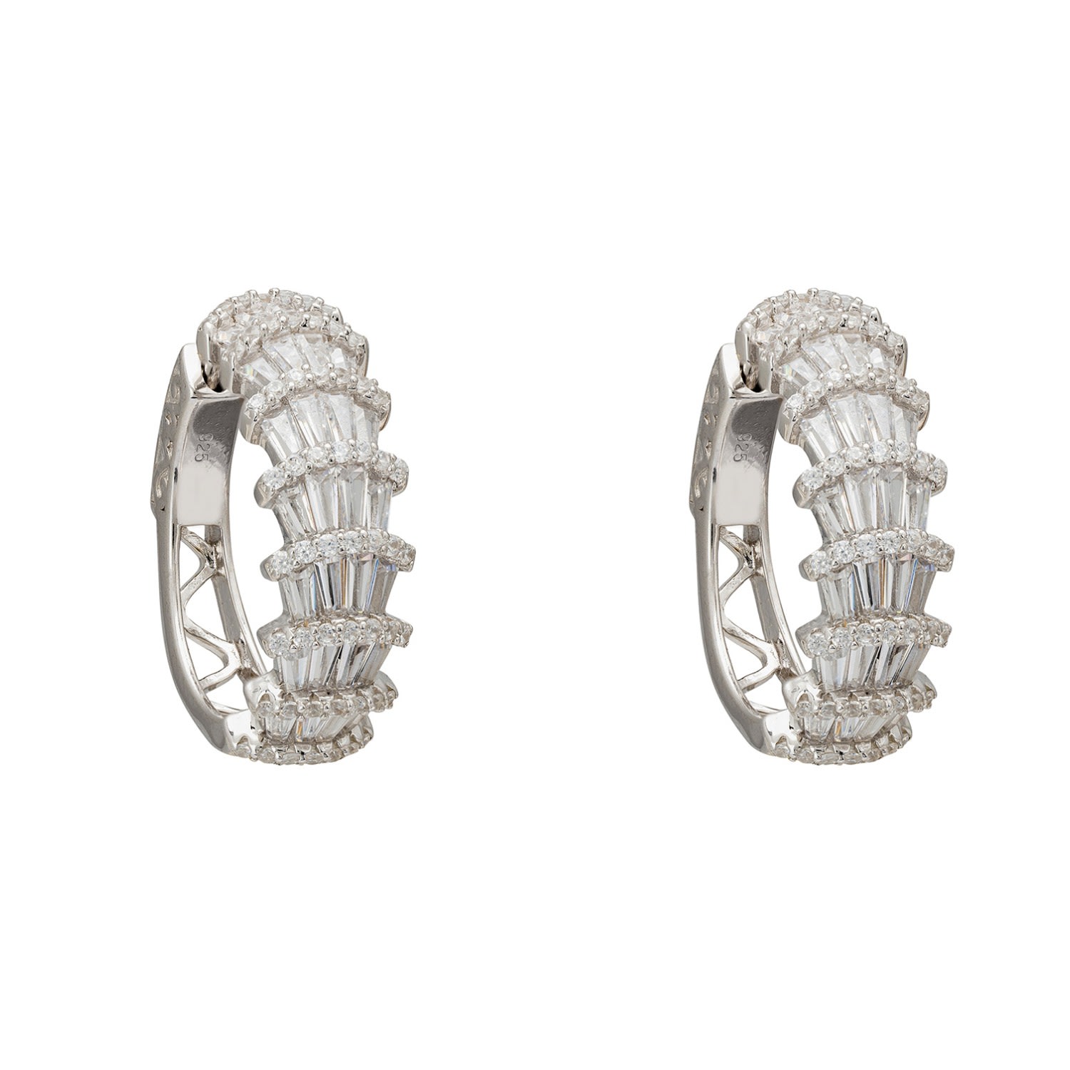 Women’s Silver / White Deco Fantail Hoop Earrings Silver Latelita