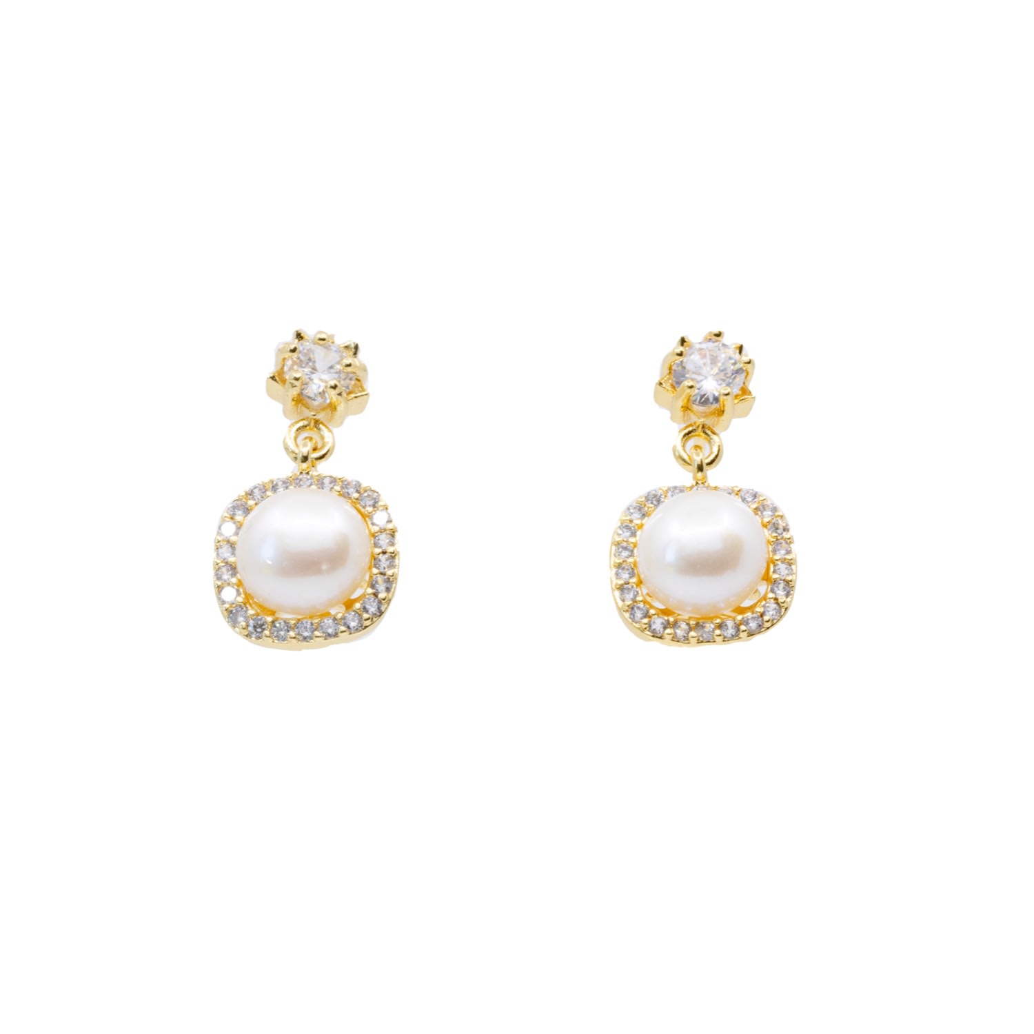 Women’s Gold Estelle Zirconia & Pearls Earrings Maison Salvat