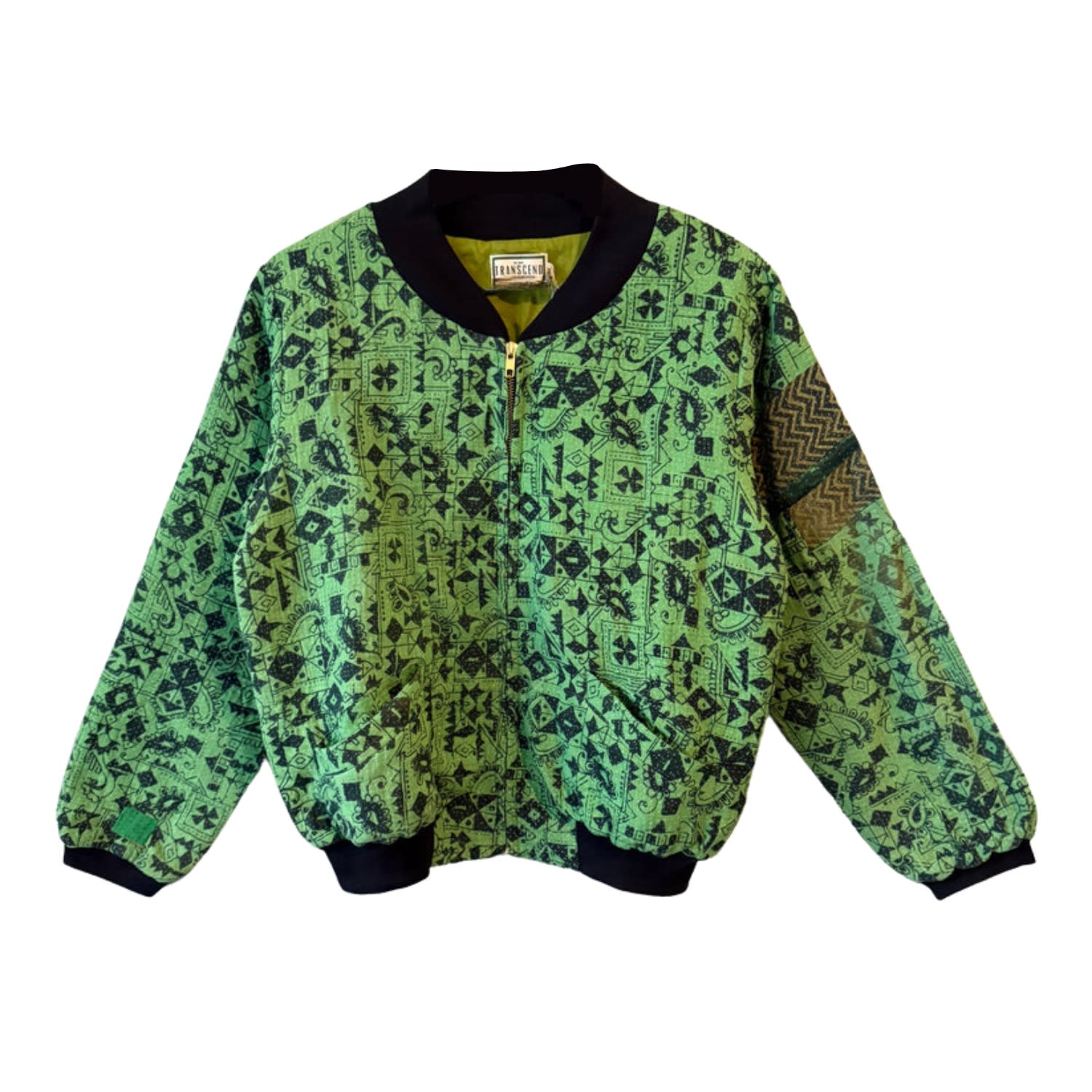 Transcend Women's Green Nadia Kantha Bomber Jacket – Verdant Path