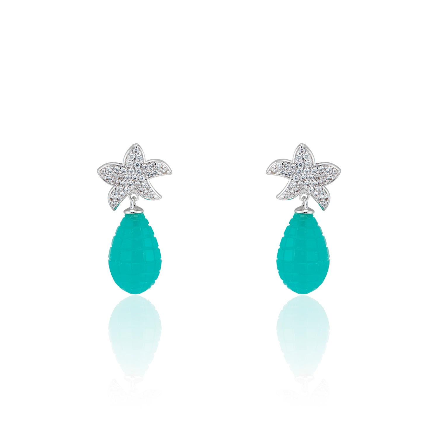 Callista By Vinita Women's Silver Ocean Drop Earrings