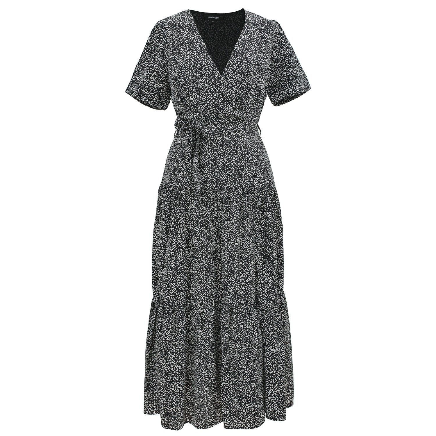 Smart And Joy Women's Black Liberty Print Cross-heart Dress In Black