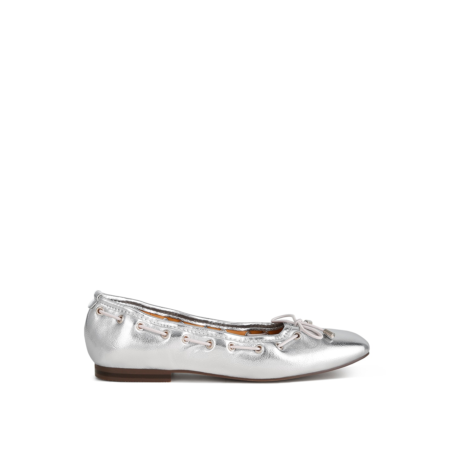 Rag & Co Women's Marlow Metallic Eyelet Detail Bow Ballerinas In Silver In Silver