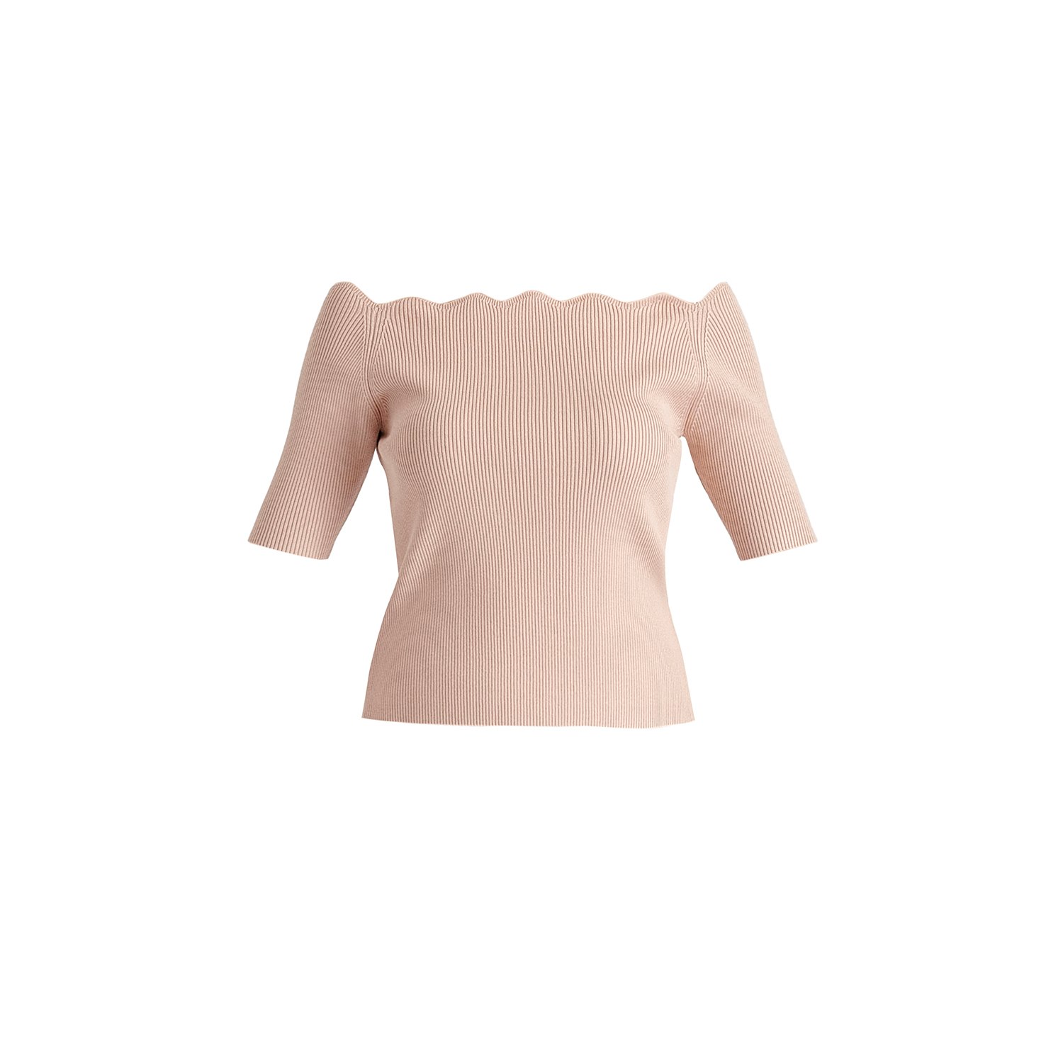 Paisie Women's Pink / Purple Scallop Neck Knit Top In Pink In Pink/purple