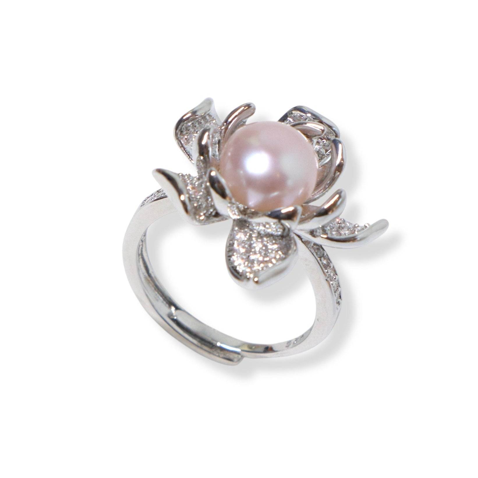 Ninemoo Women's Sakura Silver Pearl Ring In Silver