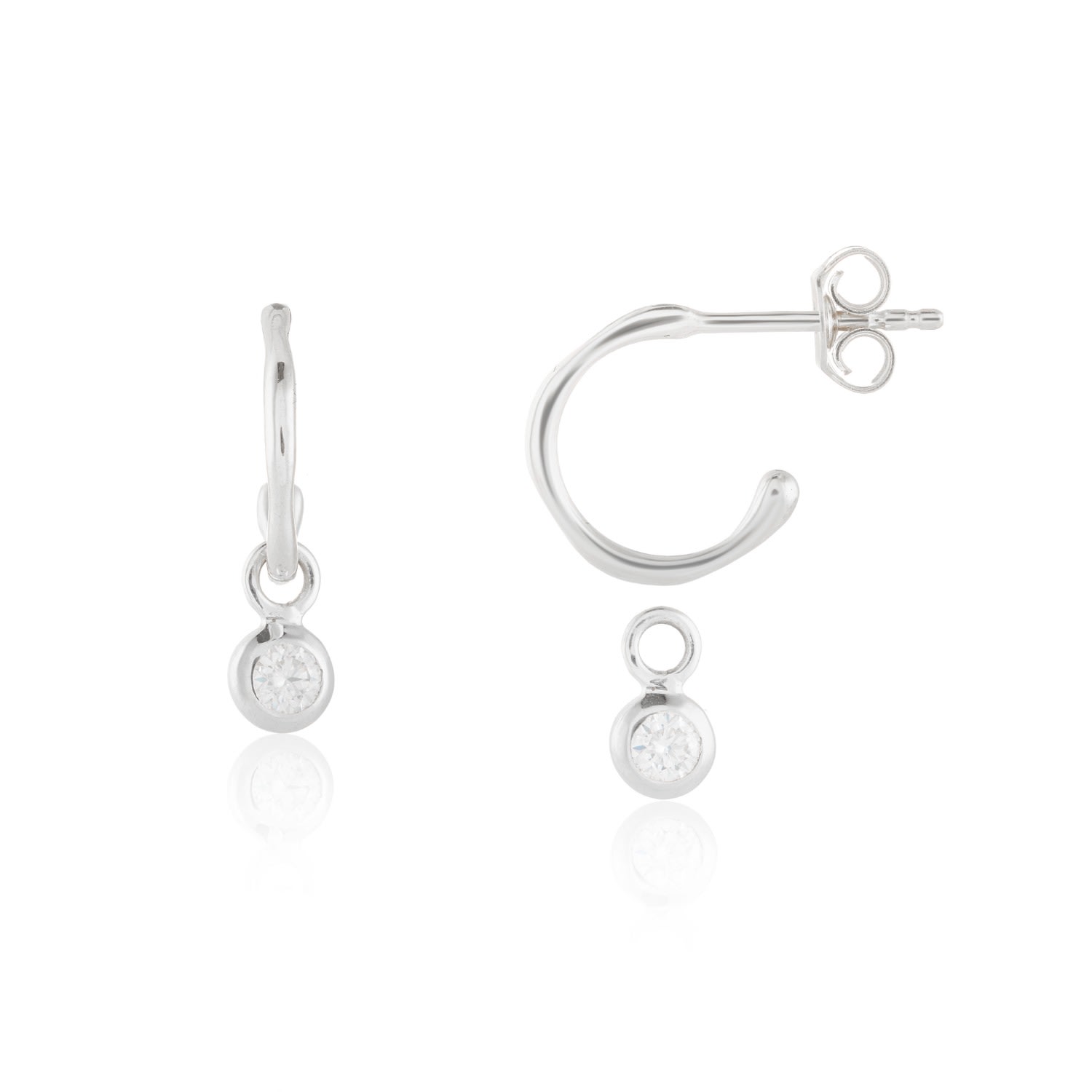 Women’s Hampton Moissanite & Silver Interchangeable Gemstone Earrings Auree Jewellery