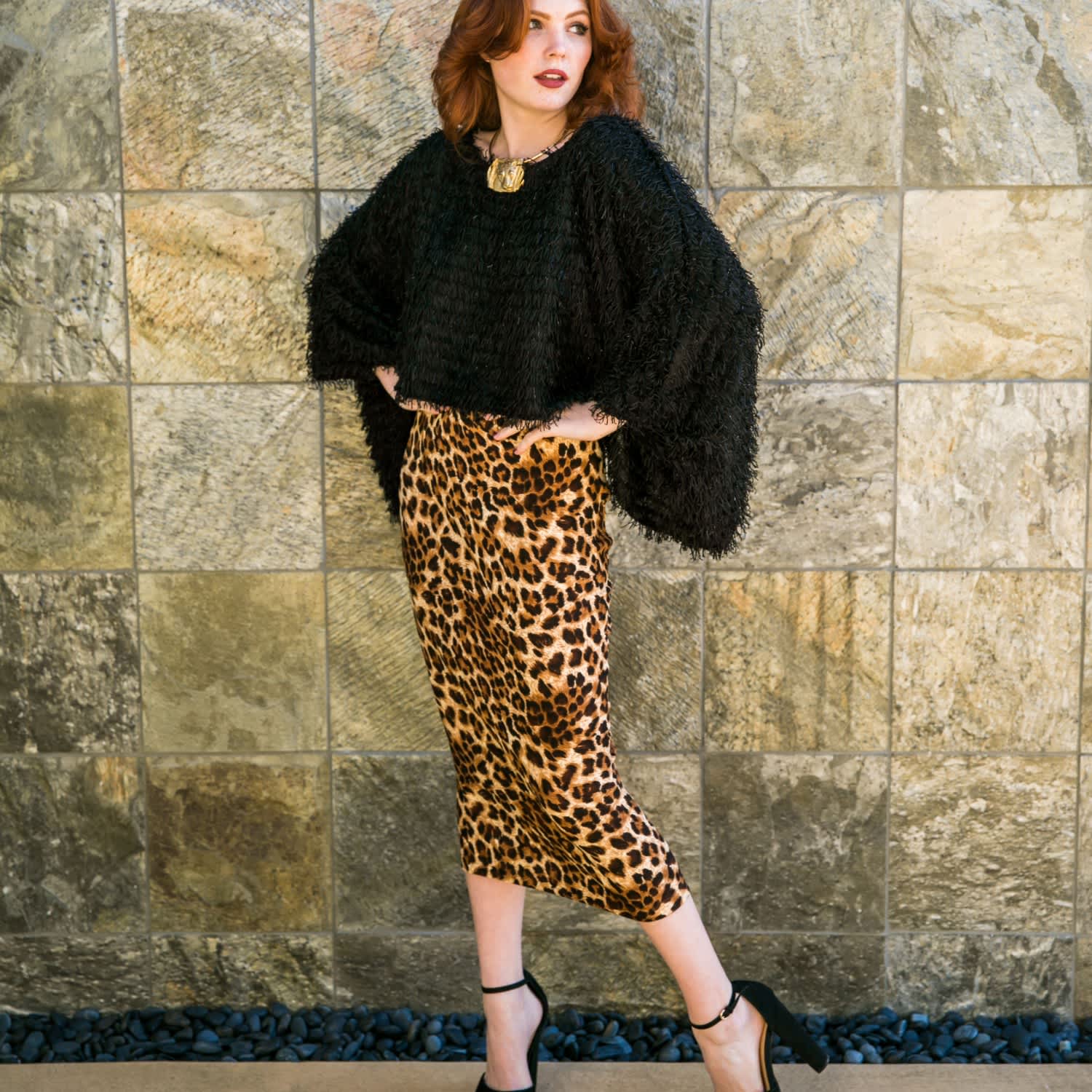 Womens leopard shop pencil skirt