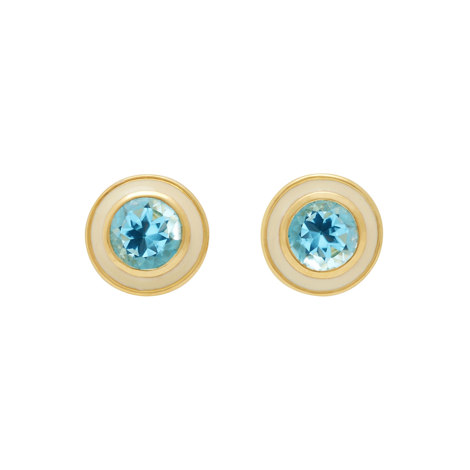 Augustine Jewels Women's Blue / White Sky Blue Topaz White Enamel Earrings Gold Vermeil