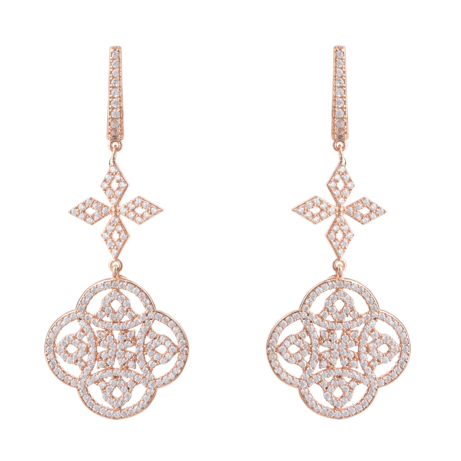 Women’s Rose Gold Celtic Knot Clover Drop Earrings Rosegold Latelita