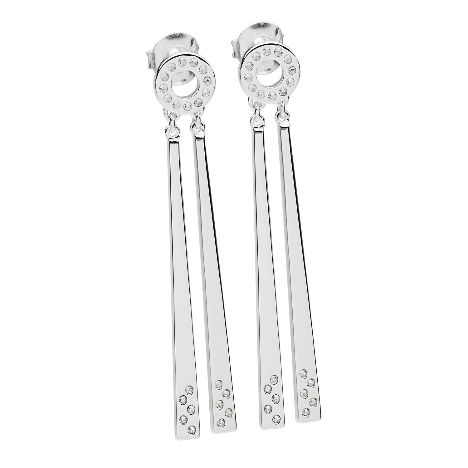 Lucy Quartermaine Women's Silver Art Deco Two Linea Drop Earrings