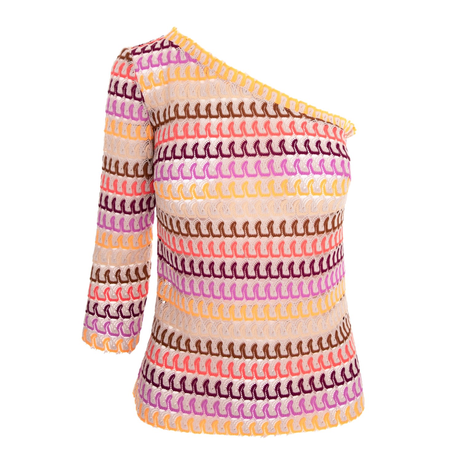 Avenue No.29 Women's One-shoulder Stripe Lace Blouse