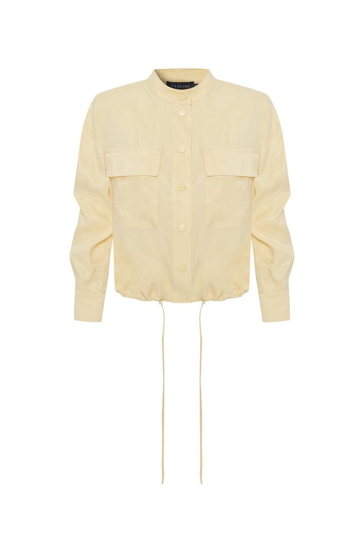 Women's Regular Fit Drawstring Bomber Jacket - Yellow | Large | Exquise