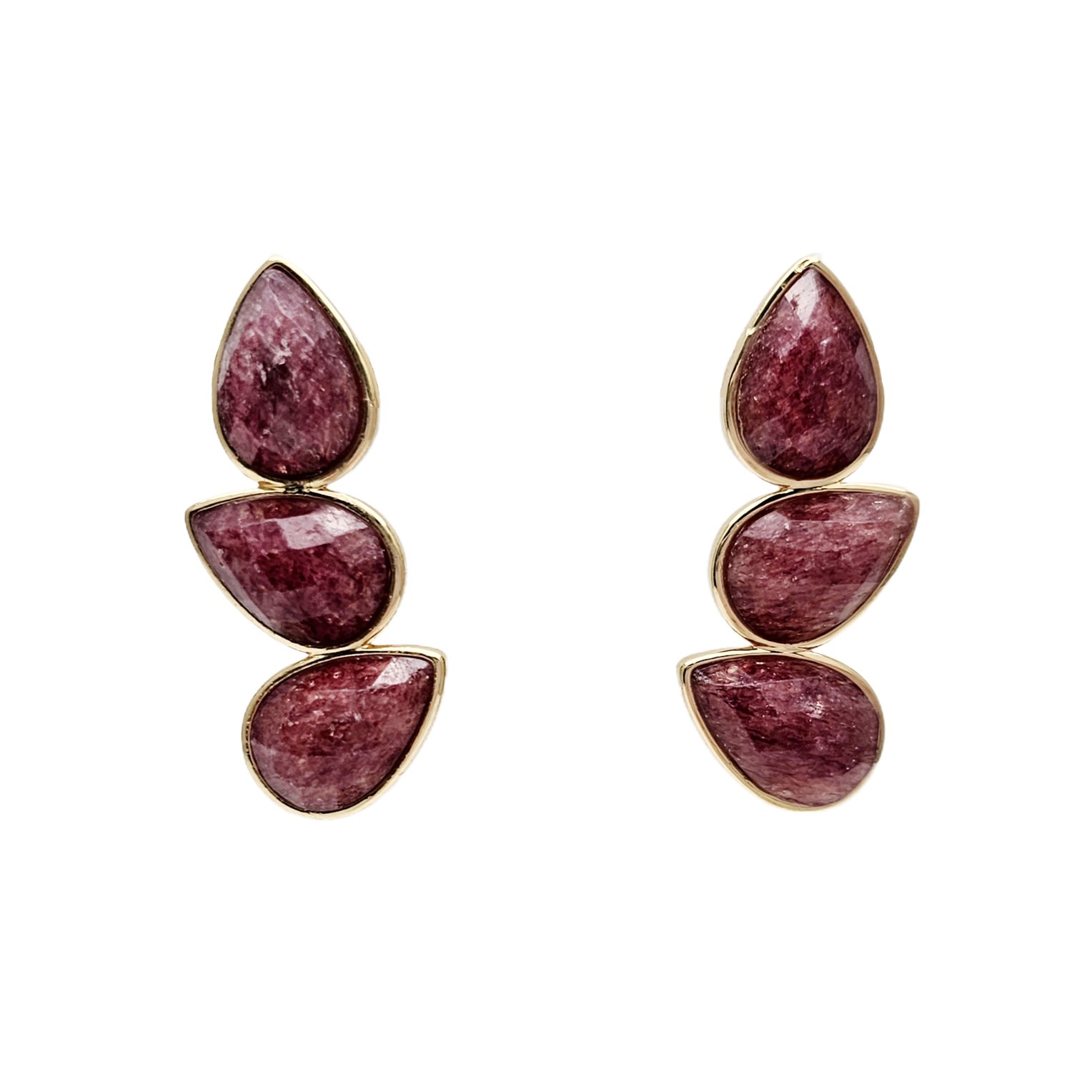 Farra Women's Red / Pink / Purple Strawberry Quartz Statement Stud Earrings