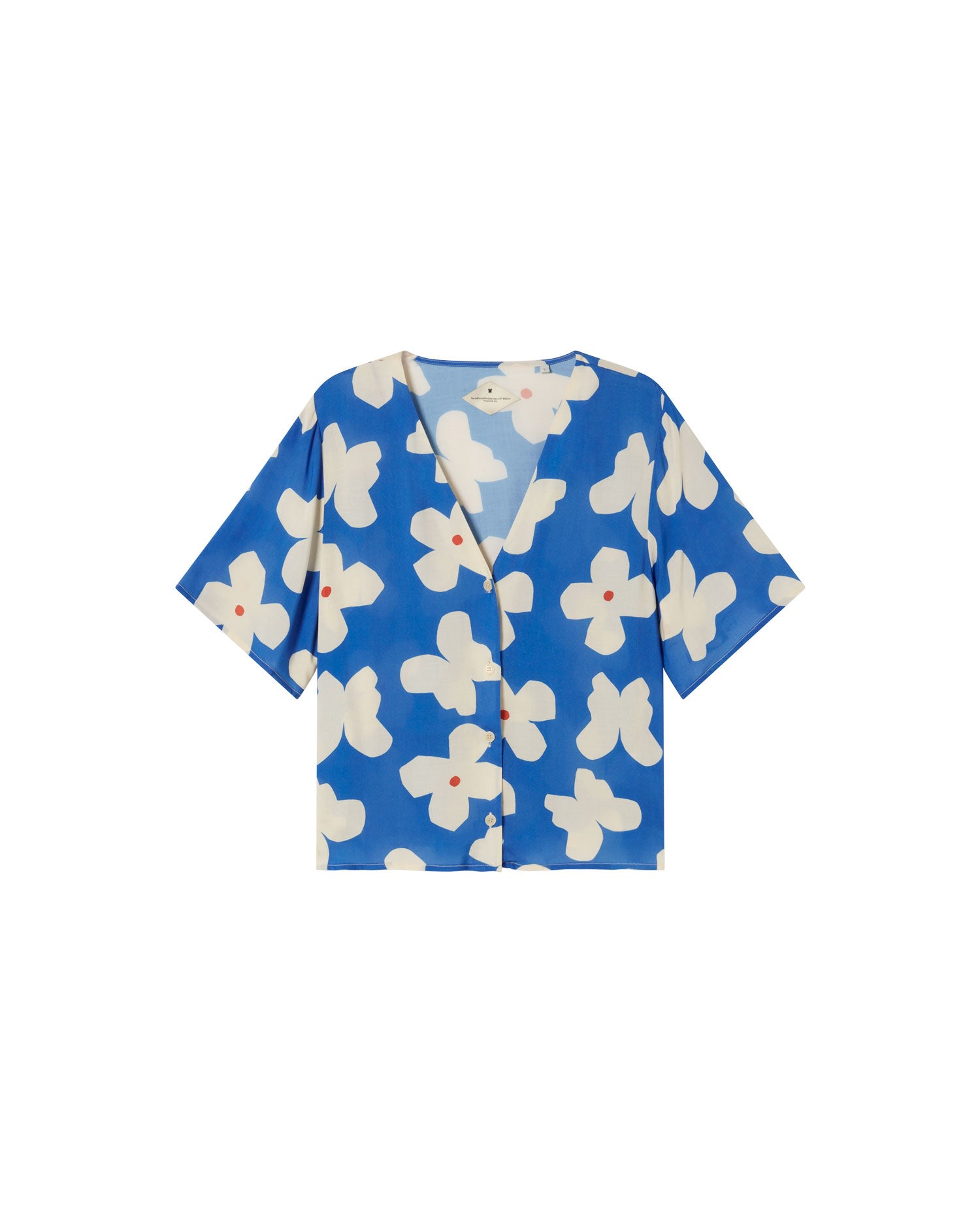 Thinking Mu Women's Blue Butterfly Flowers Libelula Blouse