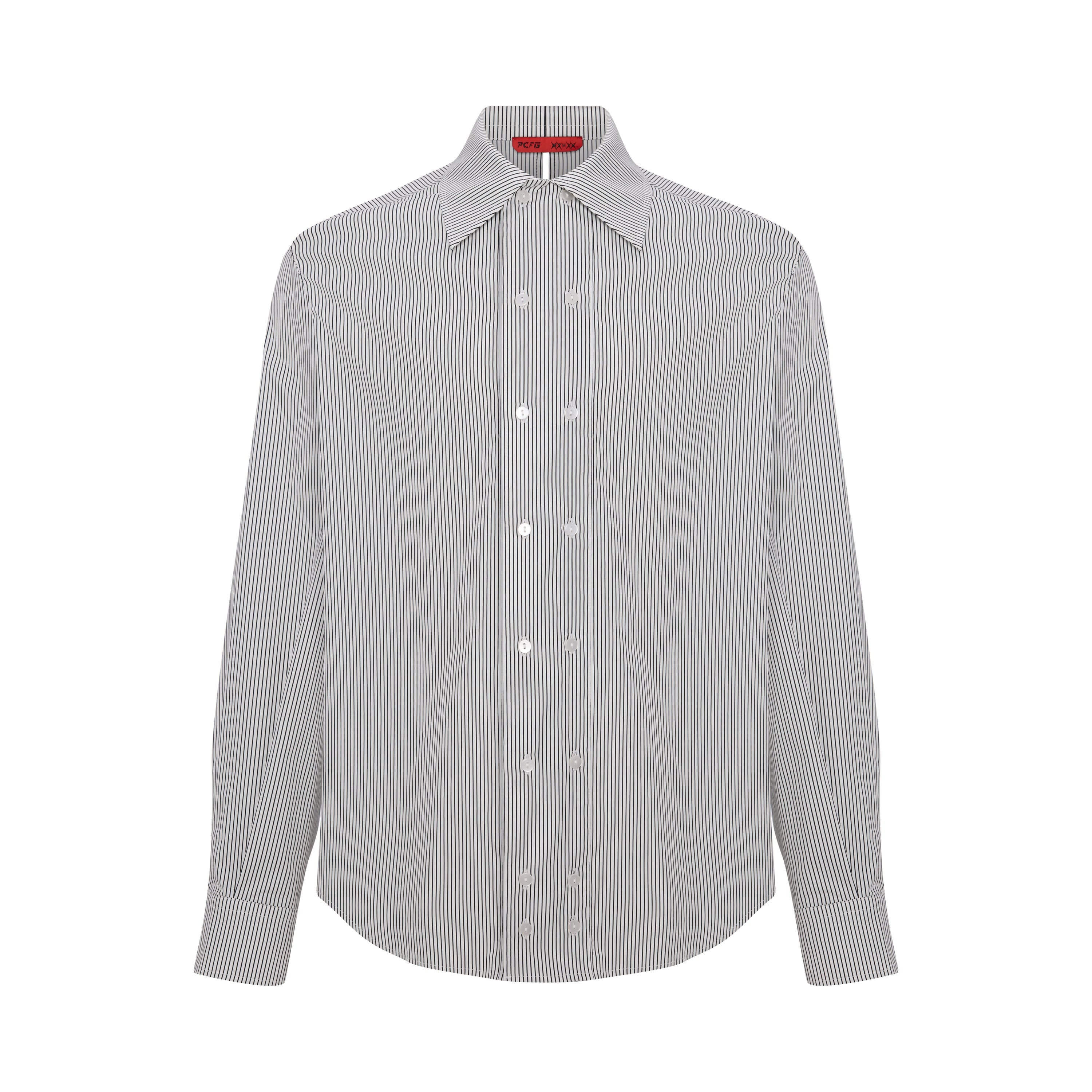 Pcfg Men's Black / White Cotton Blend Striped Woven Shirt In Multi