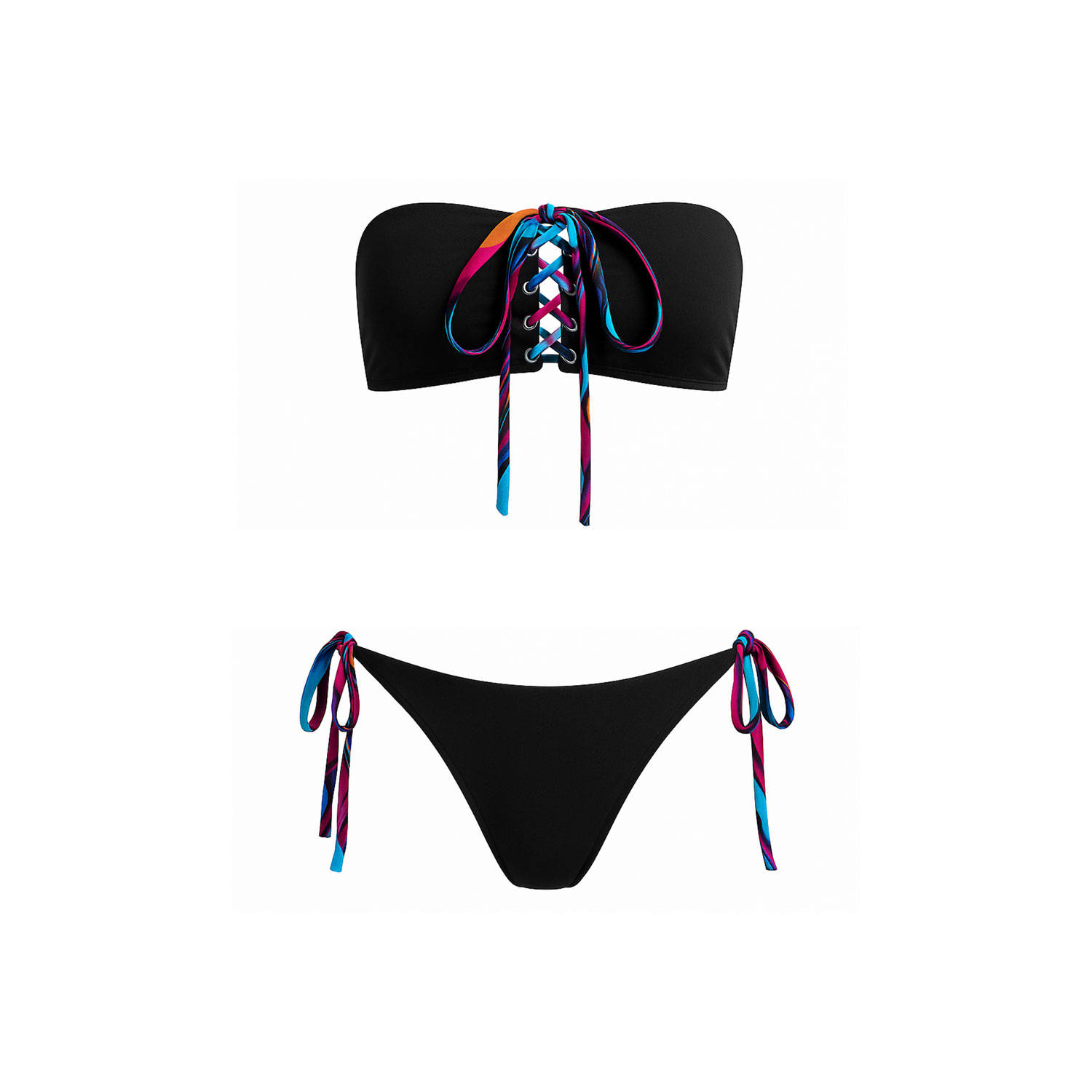 Women&rsquo;s Black / Blue / Pink Amina Bikini | Large | Maui X Lolita
