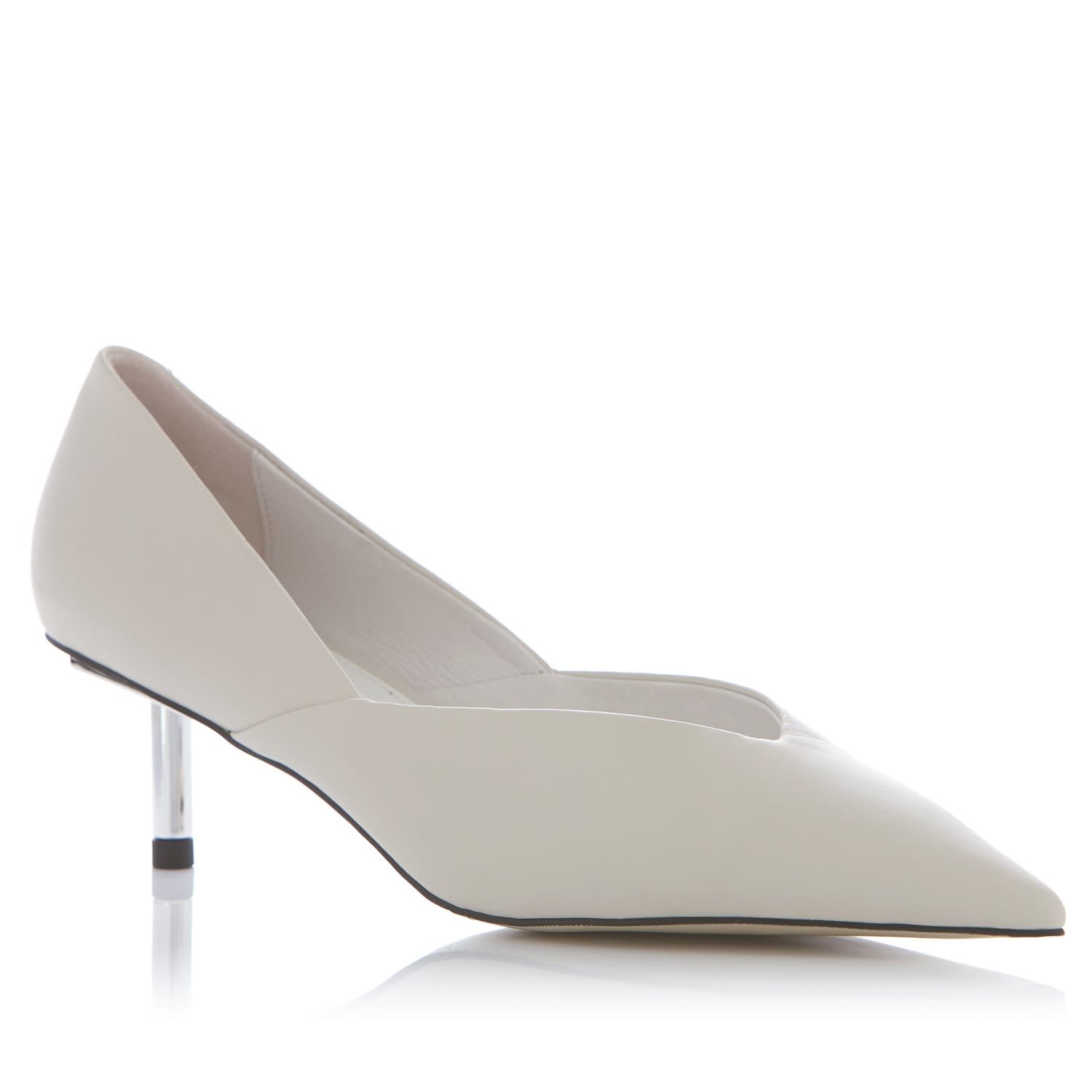 white leather kitten heel pumps