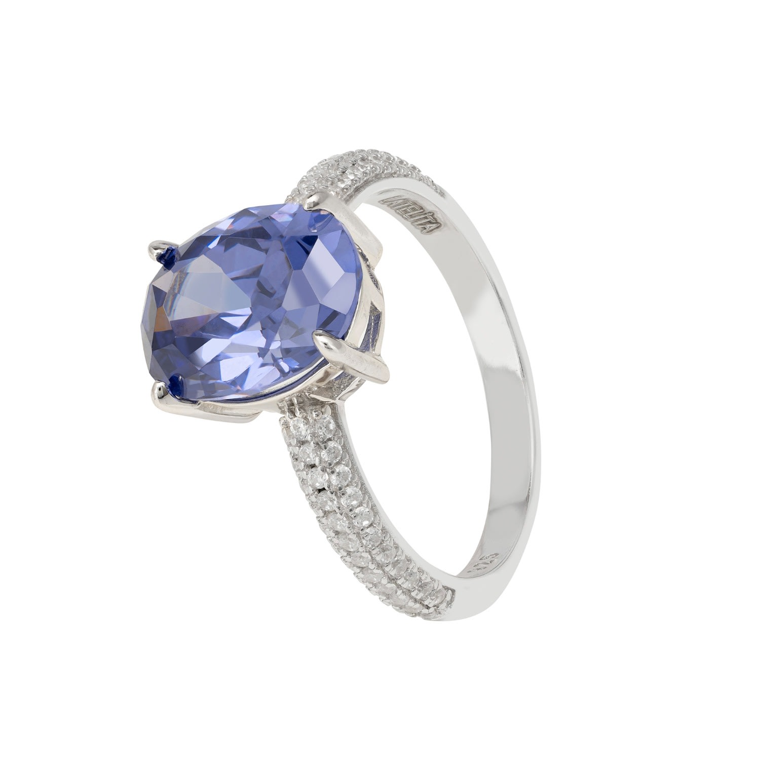 Women’s Blue / White / Silver Alexandra Oval Cocktail Ring Tanzanite Silver Latelita