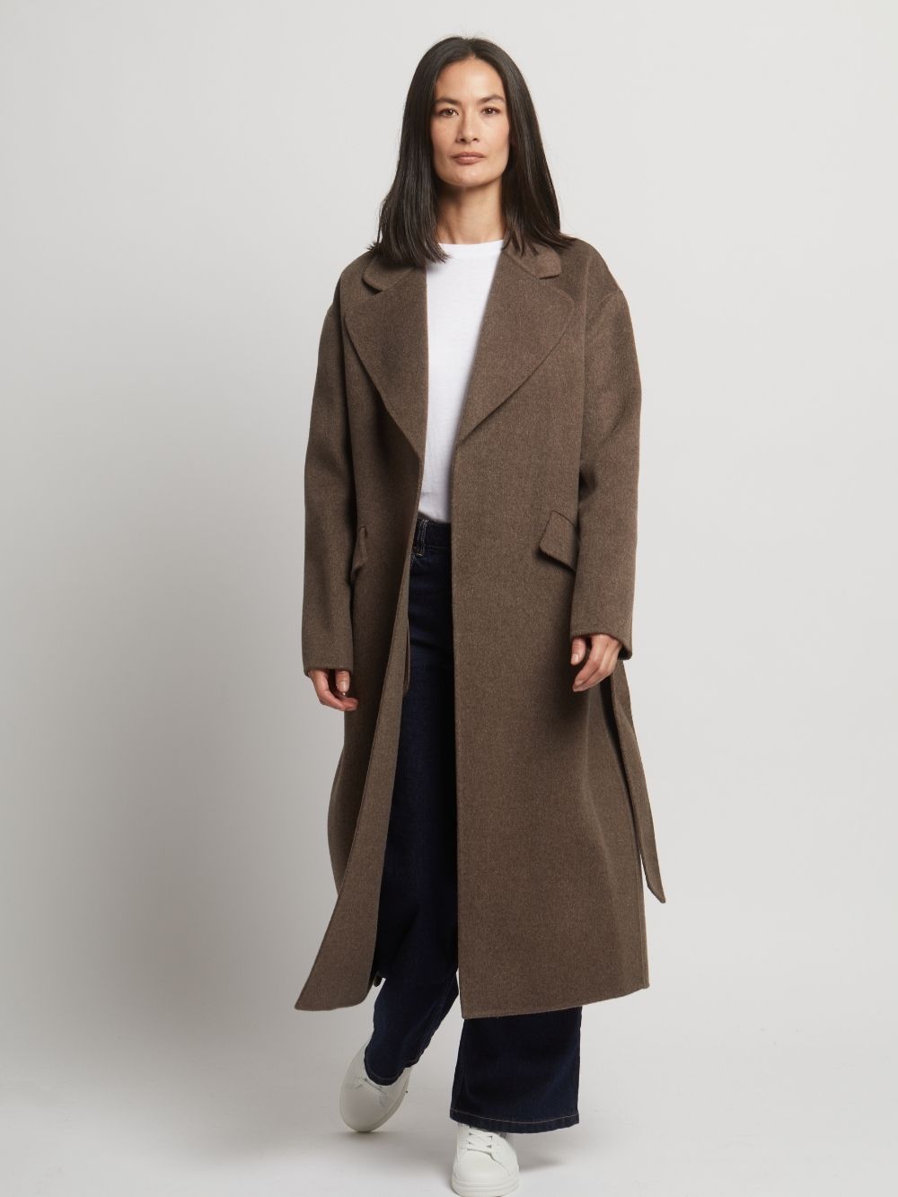 Guards London Women's Brown Kelly Belted Wool Cashmere Long Coat - Taupe In Brown