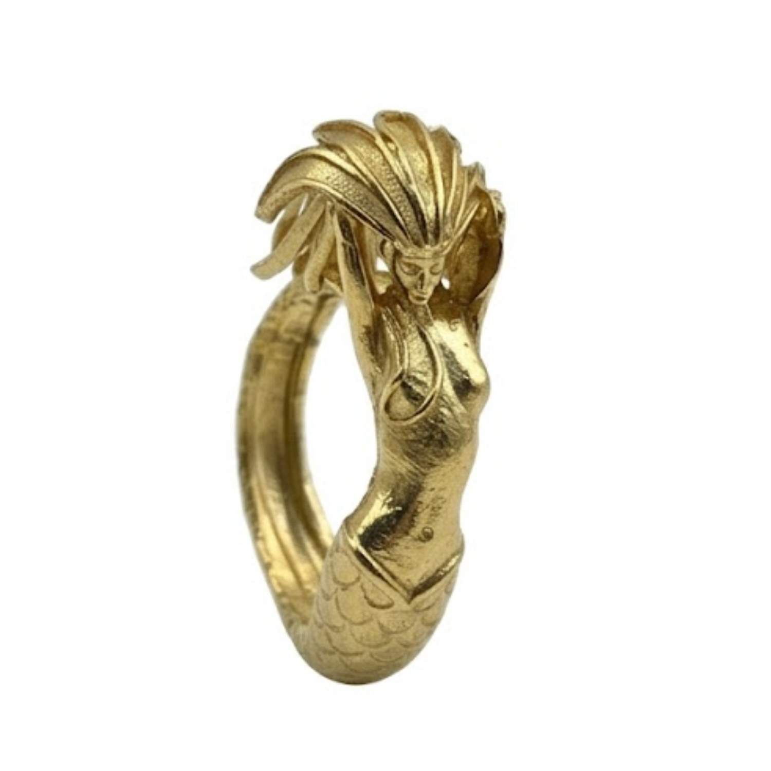 Silver & Elegant Women's Golden Siren Mermaid Mythic Ring
