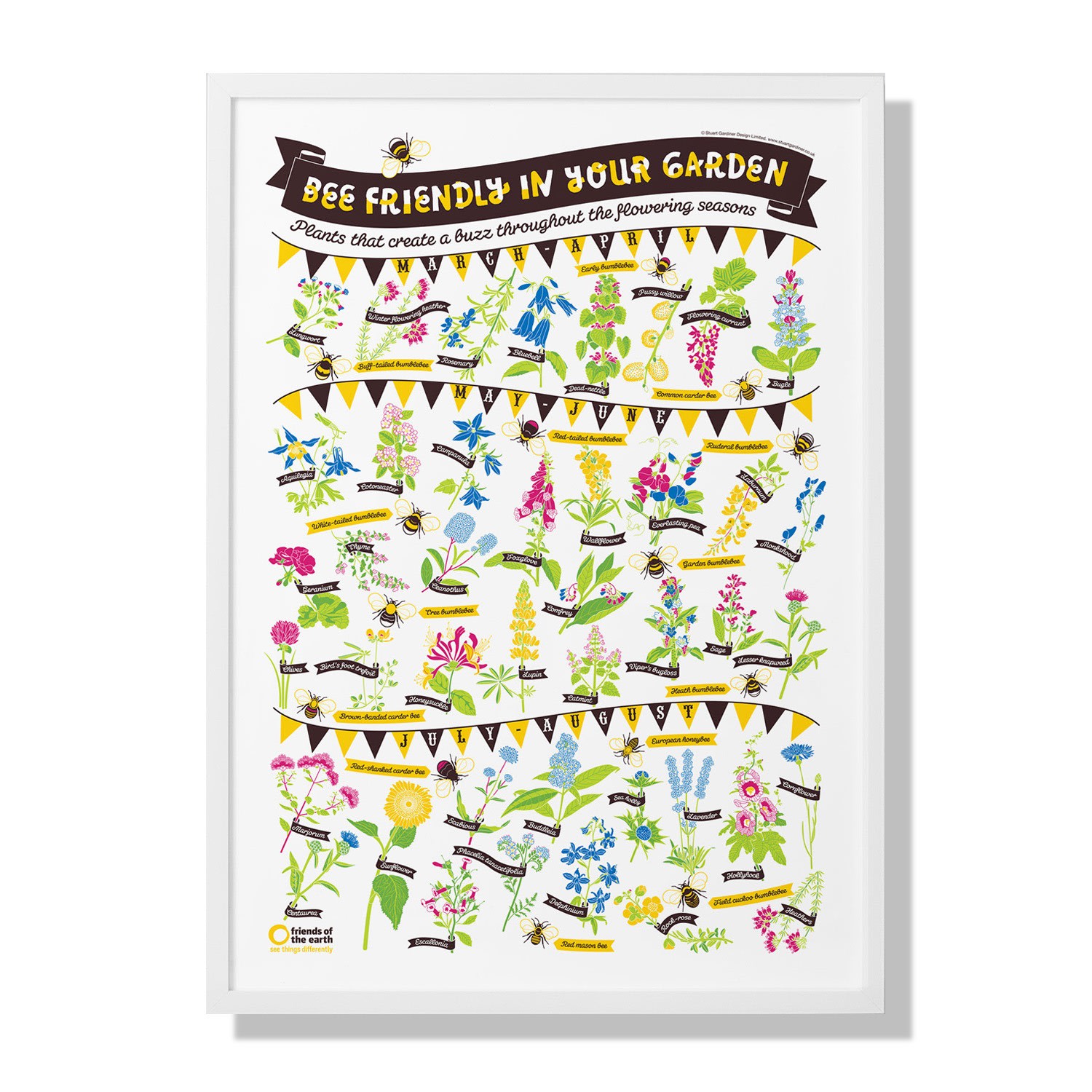 Bee Friendly A2 Print Stuart Gardiner Design