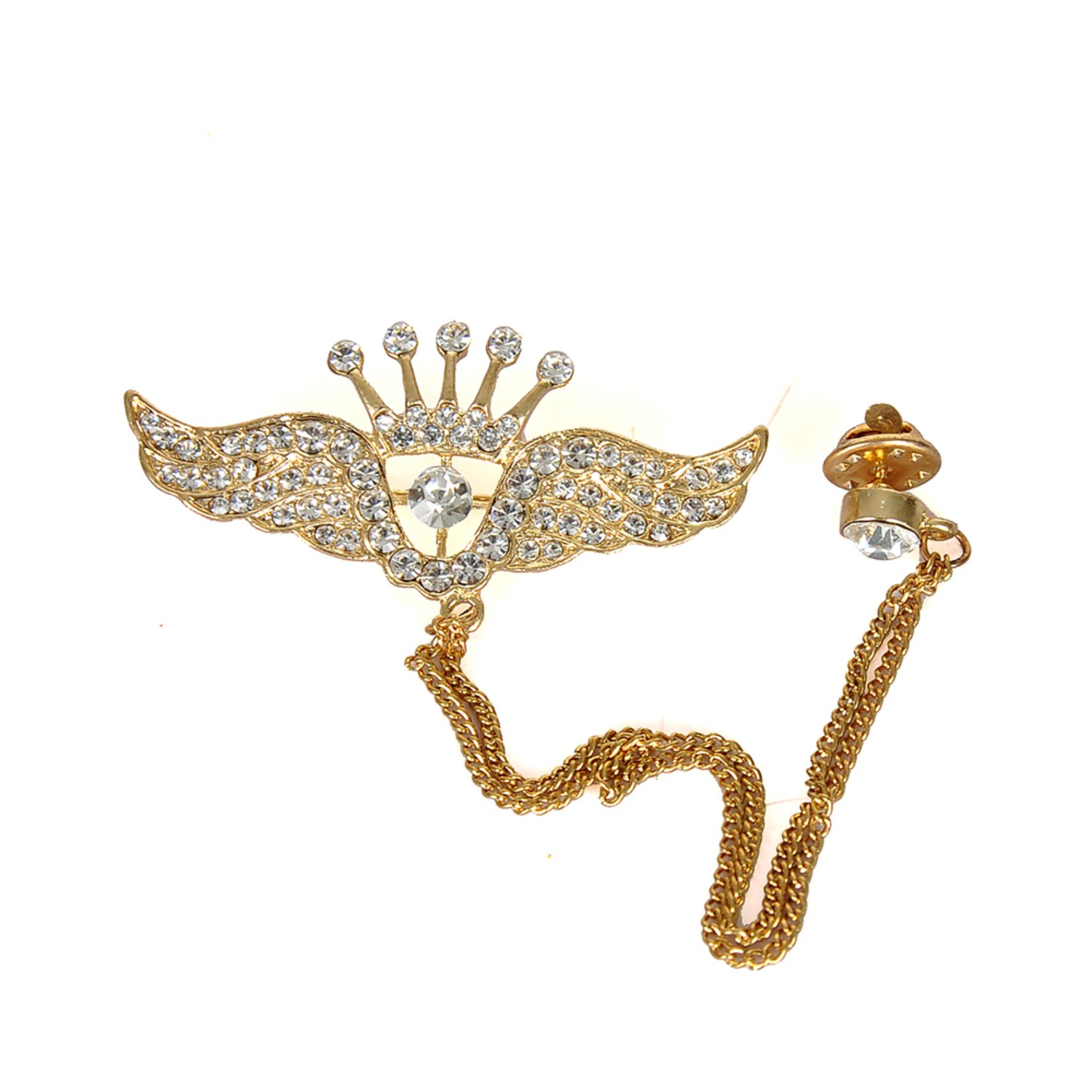 Men's Gold Crown Chain Brooch / Lapel Pin | David Wej