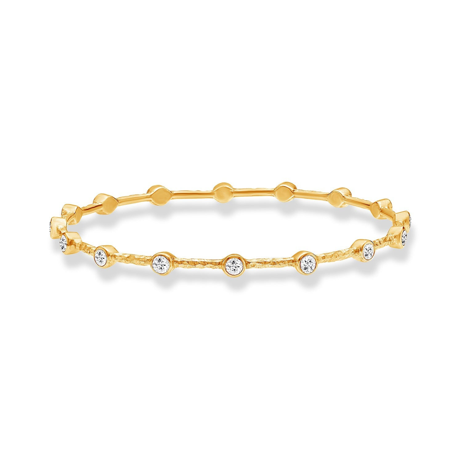 Dower & Hall Women's Round White Topaz Array Bangle - Gold