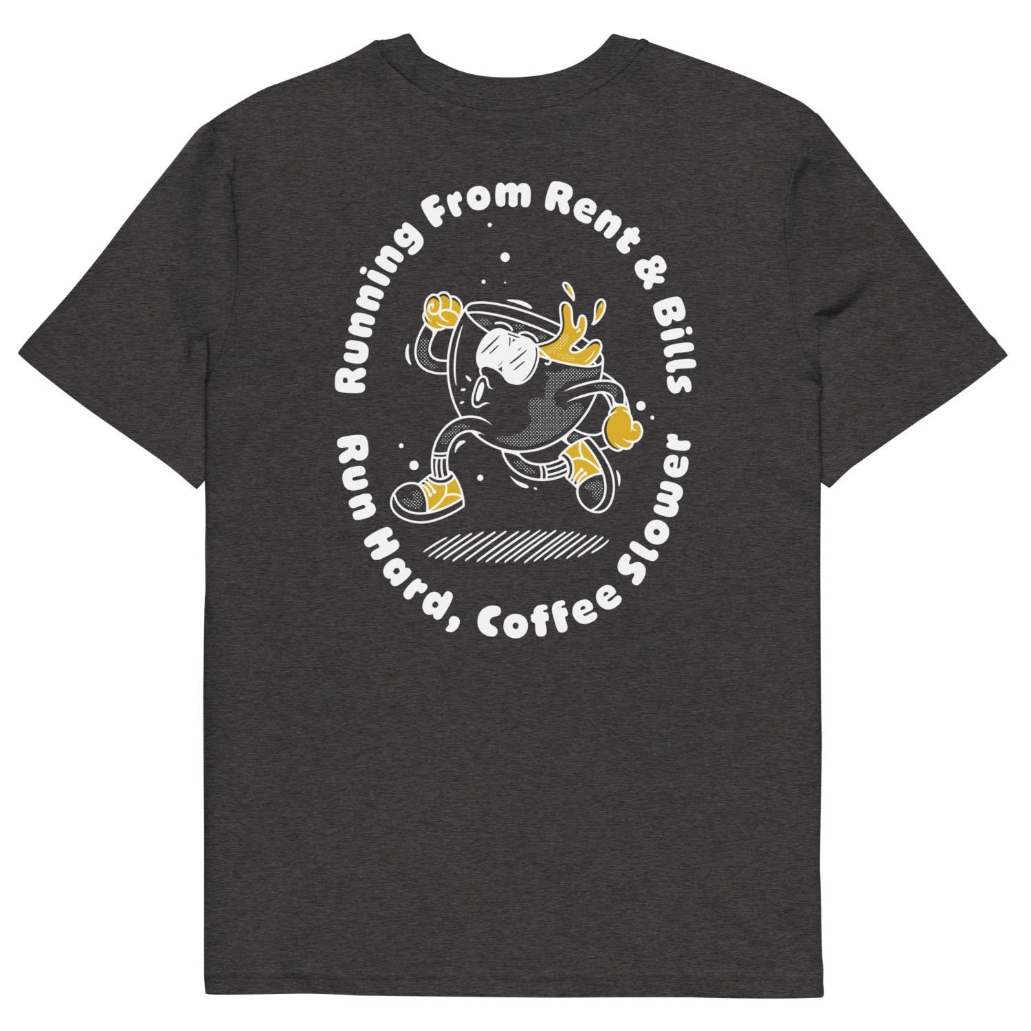 Anchor & Crew Dark Heather Grey Gustatory Coffee Over Bills Organic Cotton Embroidered T-shirt - Women In Grey