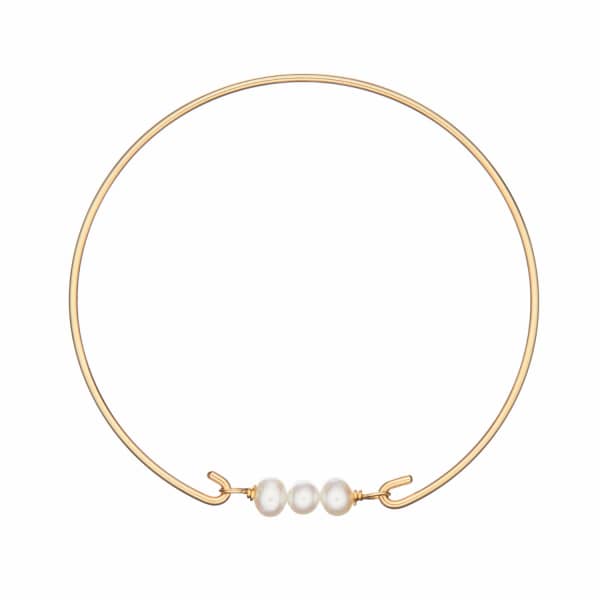 Lily & Roo Gold Cluster Pearl Bangle In Pearl