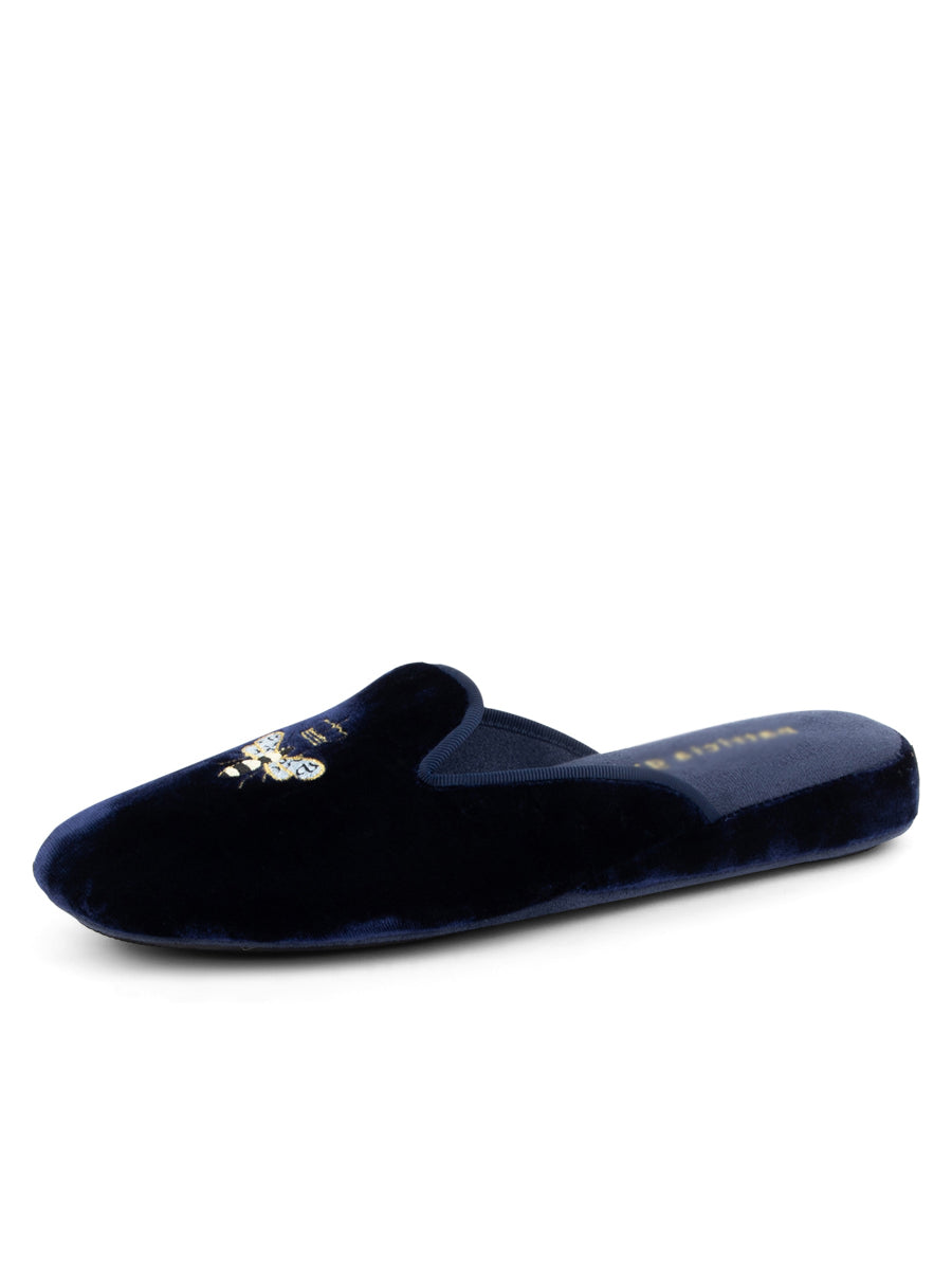 Women’s Blue Queen Bee Embroidered Slipper Navy 5 Uk Patricia Green