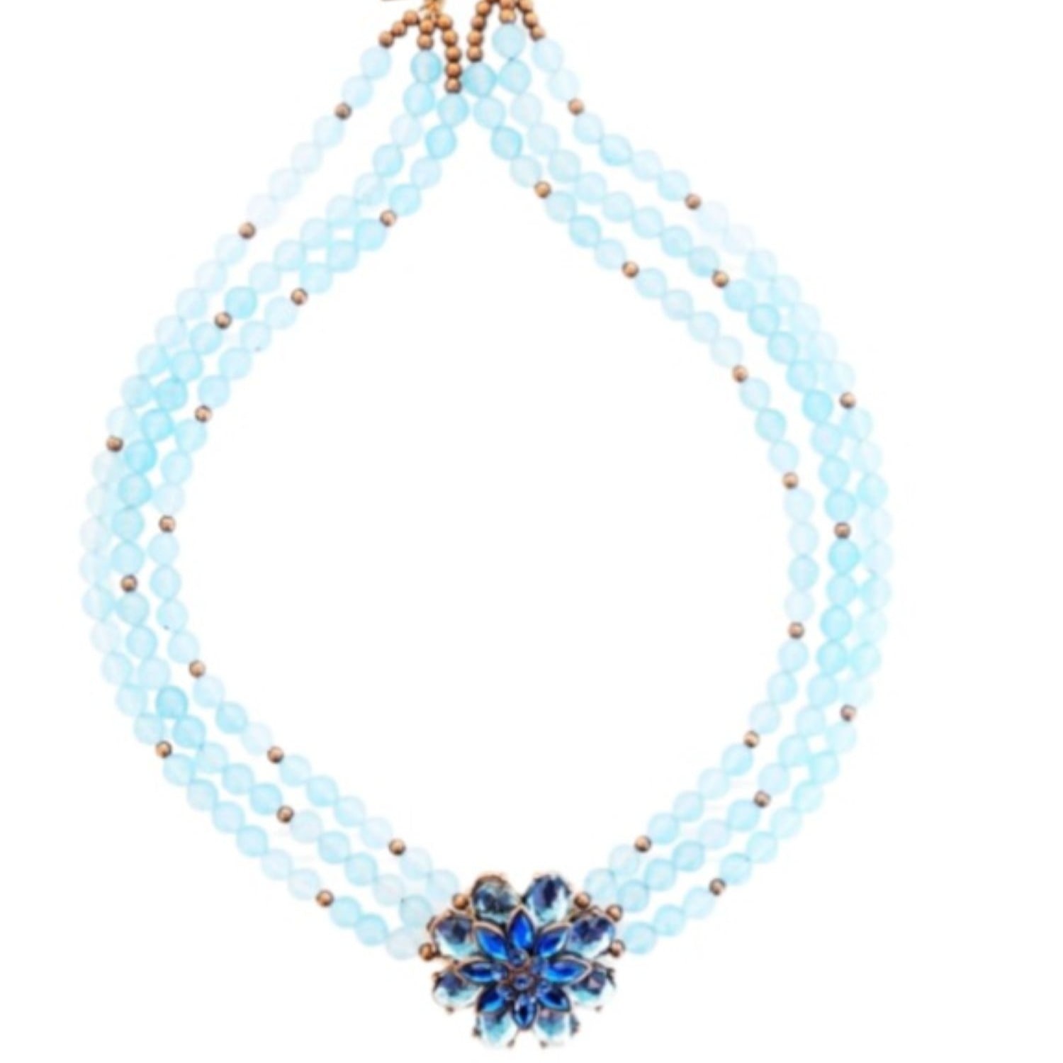 Way To Chic Women's Blue / Brown Blue Jade Statement Necklace With Mesmerizing Crystal Pendant