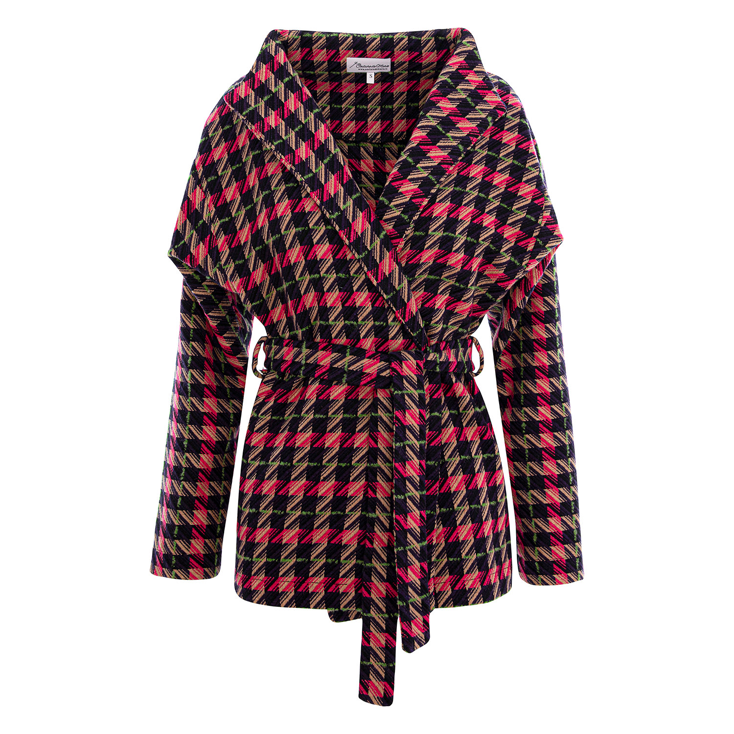 Couture De Marie Women's Alivia Pink Toned Checked Wool Short Jacket In Pink