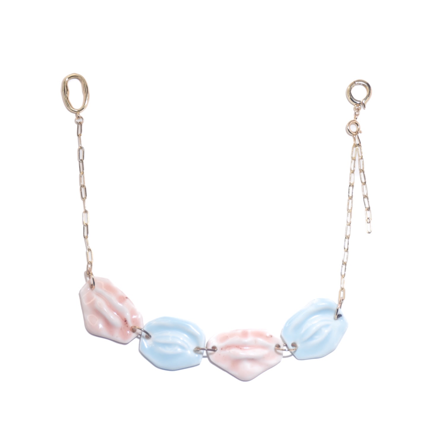 H2 Studio Women's Blue / Pink / Gold My Body Eye With Lip Choker  Glossy Pink And Blue In Multi