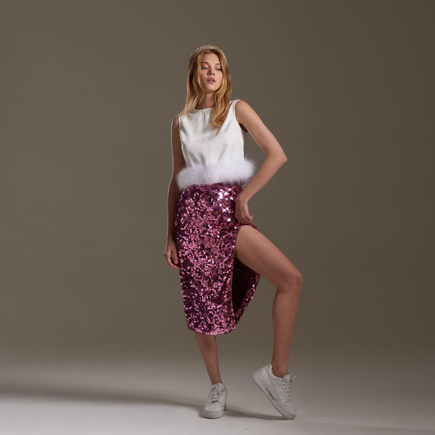 Hot pink sequin skirt cheap