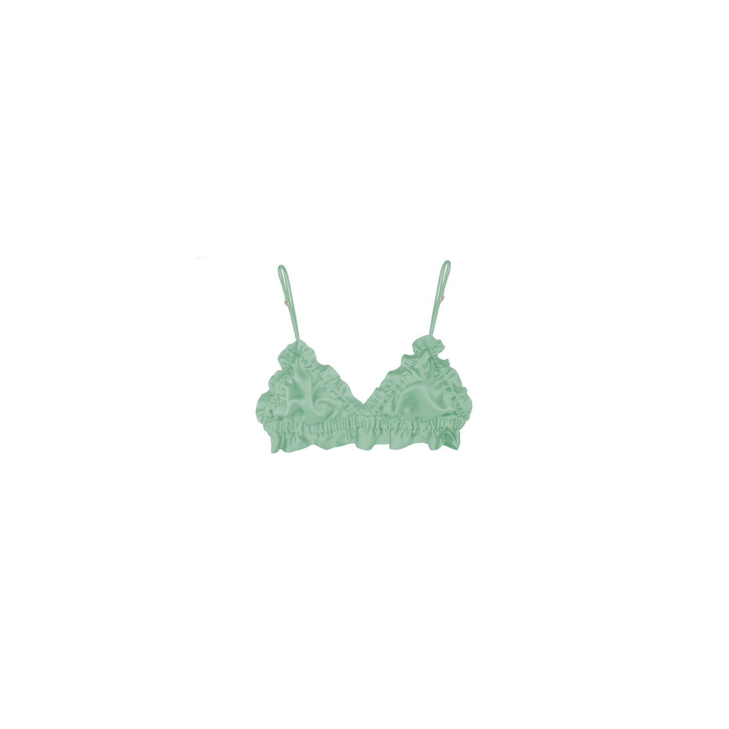 Crease Women's Green Silk Scalloped Triangle Bra - Mint In Green