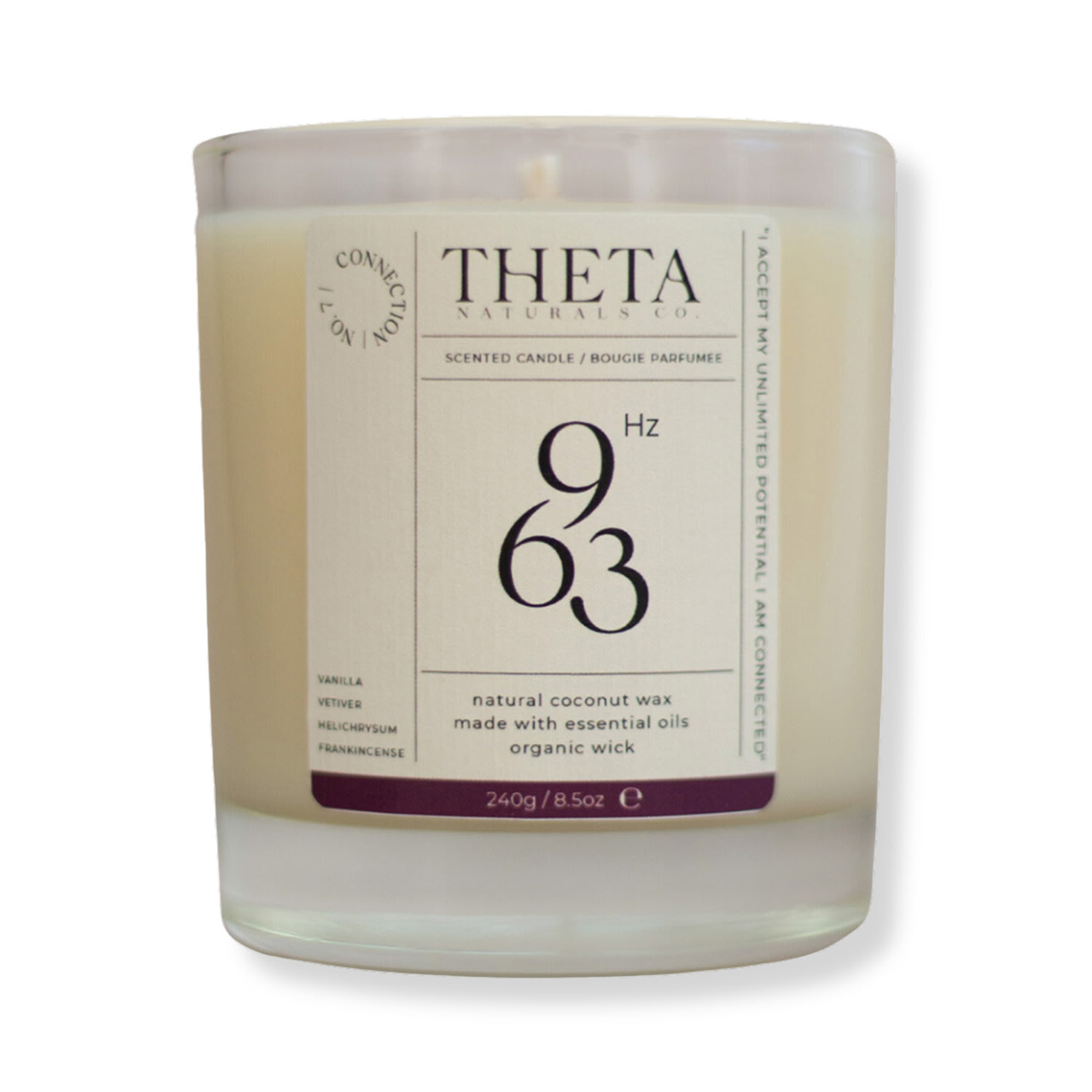 Neutrals 963Hz Connection Candle - Vanilla, Vetiver, Helichrysum & Frankincense Theta Naturals Co.