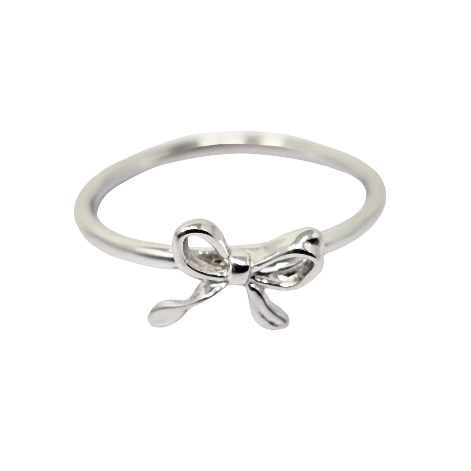 Harfi Women's Bow Tie Bowknot Thin Sterling Silver Stacking Ring