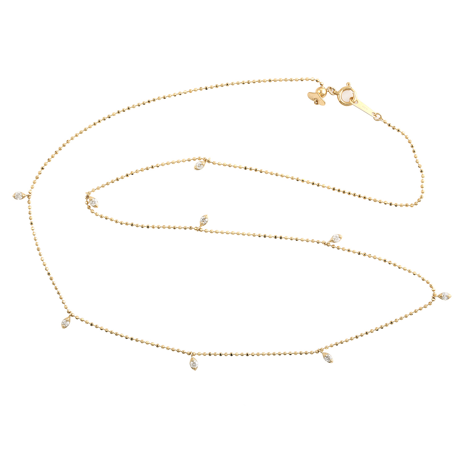 Women’s Gold / White 18K Yellow Gold Natural Diamond By The Yard Dot Ball Chain Necklace Artisan