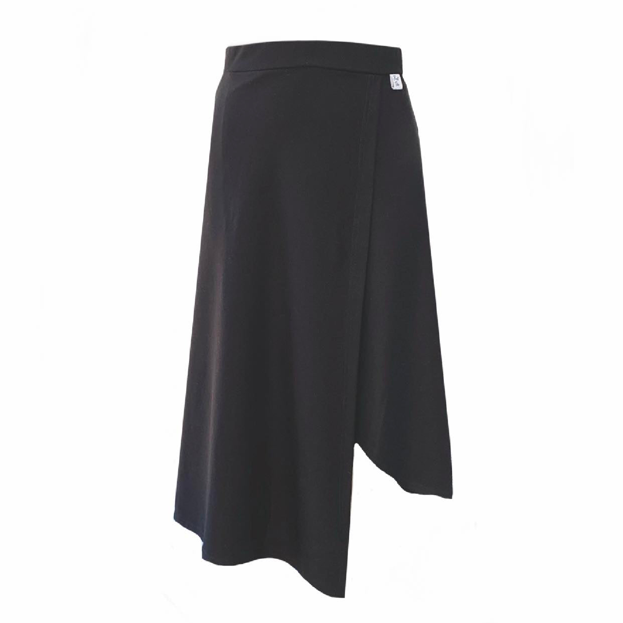 Women’s Black Lotus Midi Skirt With Asymmetric Hem And Wrap Small Frock Tales