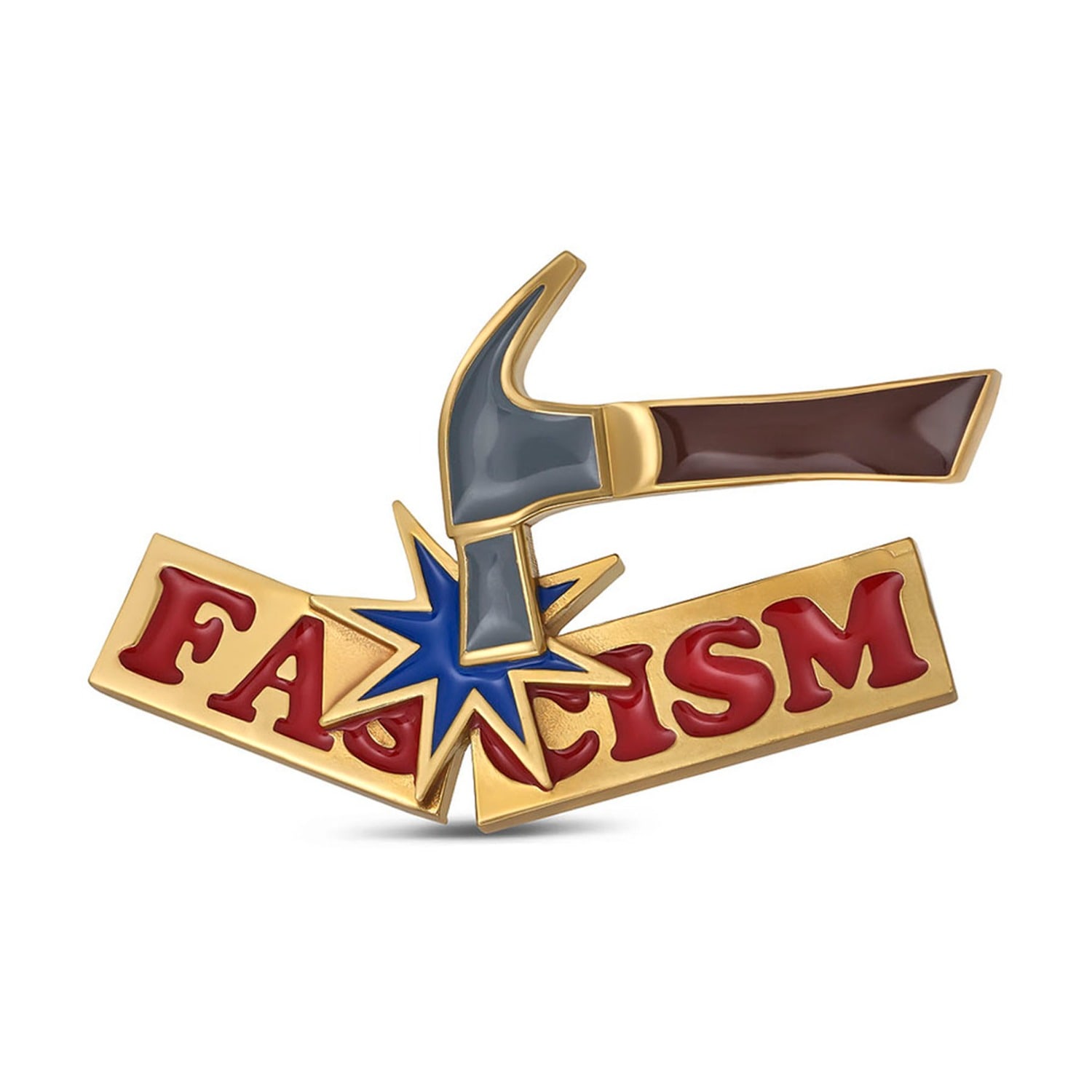 Passionate Protest Collection Women's Gold / Brown / Red Crush Fascism - Pin In Multi