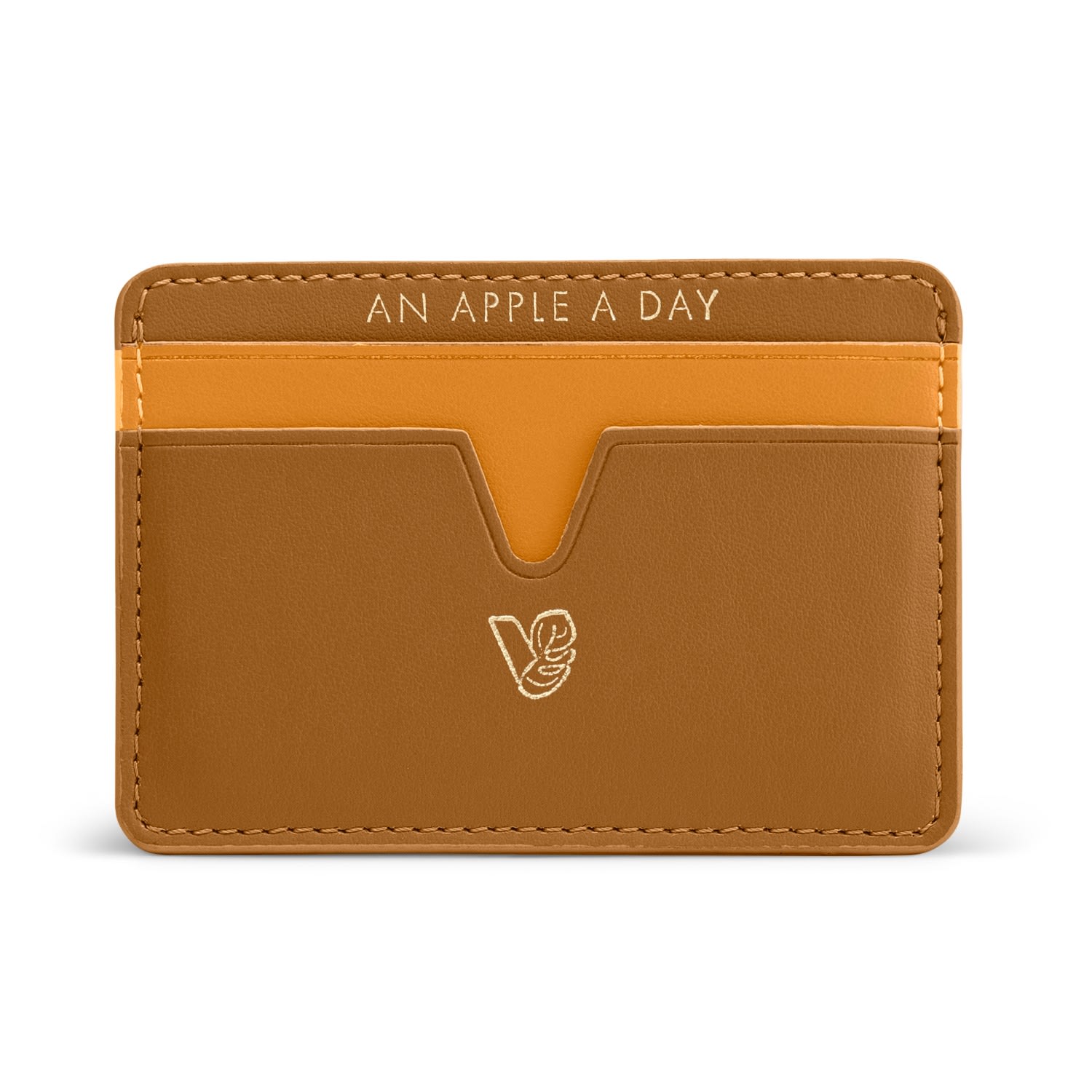 Veganologie Women's Brown Cider Apple Leather Cardholder In Ginger In Brown