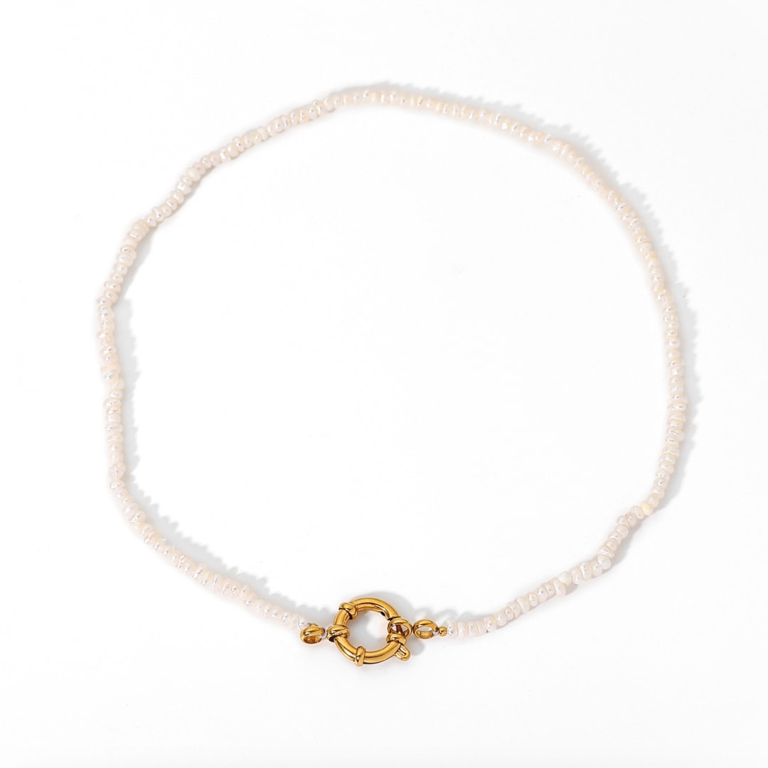 Mg Jewelry Women's Gold / White Perla Piccola Choker In Multi
