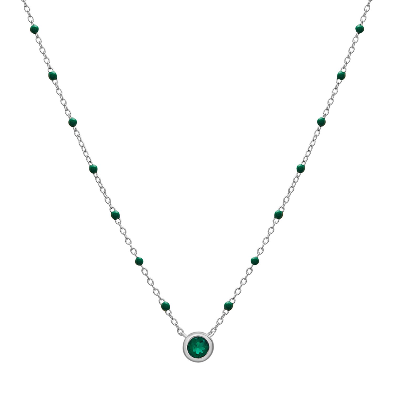 Women’s Green Birthstone Enamel Necklace - Emerald Miki & Jane