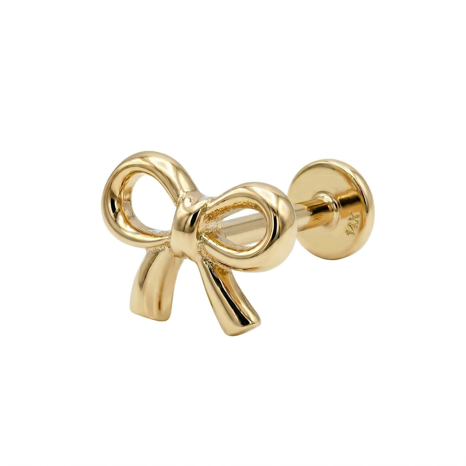 Melt'm Jewelry Women's Ribbon Bow Stud Earrings In 14k Solid Gold