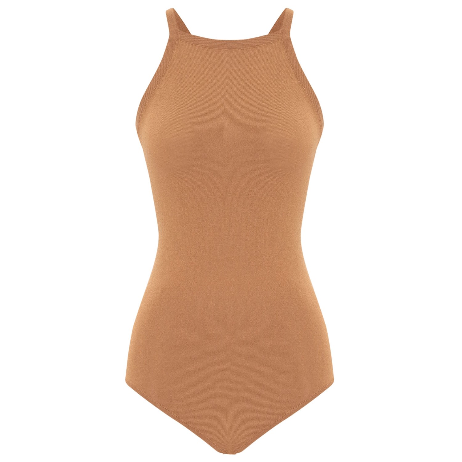 Women’s Brown Greta Halter Neck Bodysuit In Camel Small Peraluna